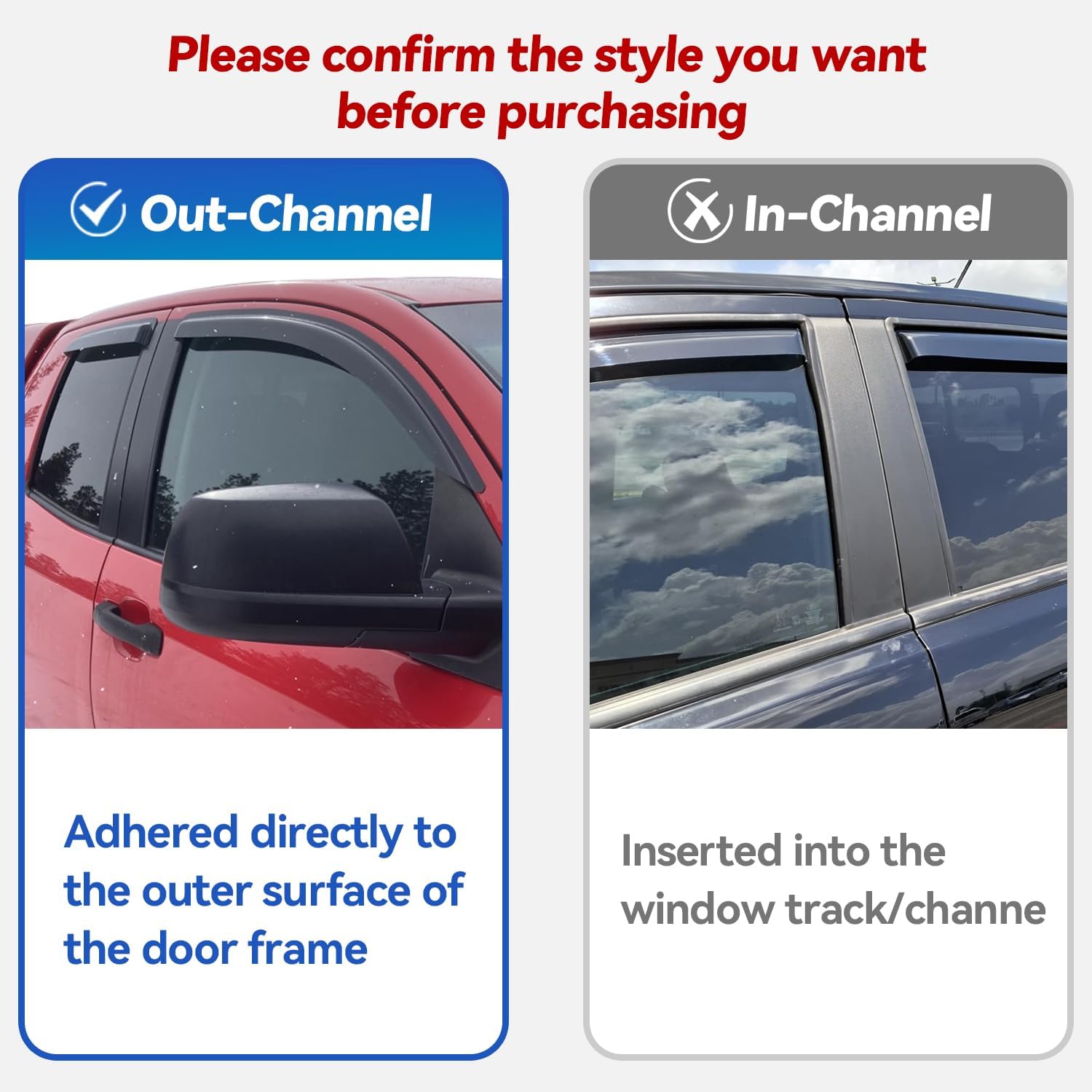 Window Visors Rain Guards for 2015-2026 Ford F150 SuperCrew, Out-Channel Sun Rain Shades Window Vent Deflectors for 2017-2026 F-150 Raptor F250 F350 F450 F550 Super Duty Crew Cab, for Full-Size Cabs