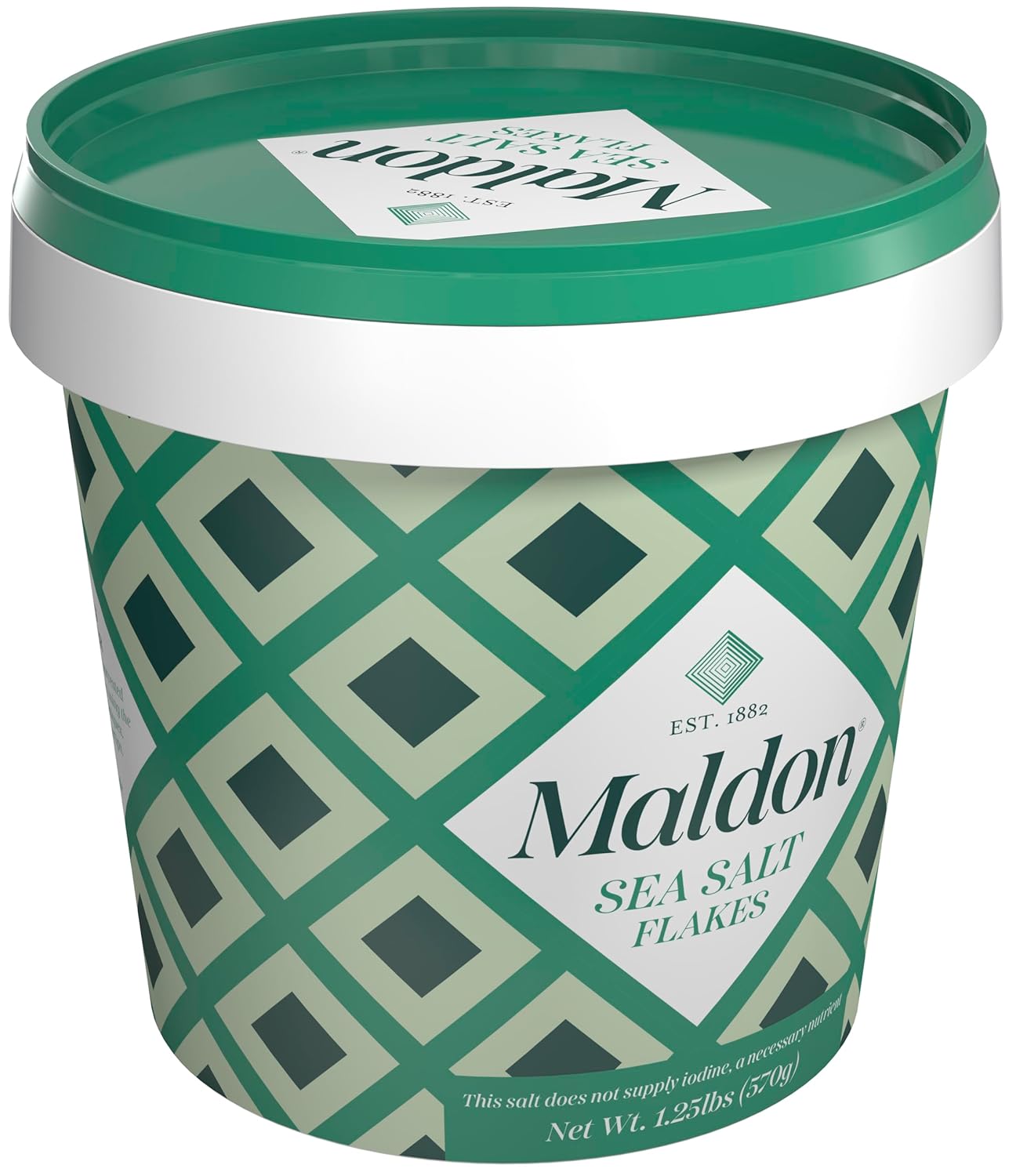 Maldon salt flakes, 20 oz, kosher, natural, pyramid shaped, resealable tub, gourmet, hand-harvested, four generations