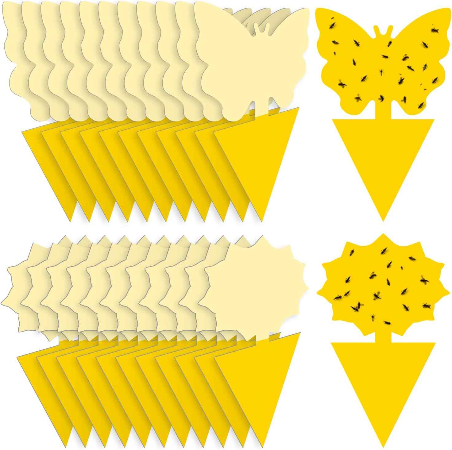 Landisun Fruit Fly Traps 48PCS Fungus Gnat-Traps for Indoor-Outdoor Yellow Fruit-Fly Sticky-Trap Plants Flying Bug Insects Traps