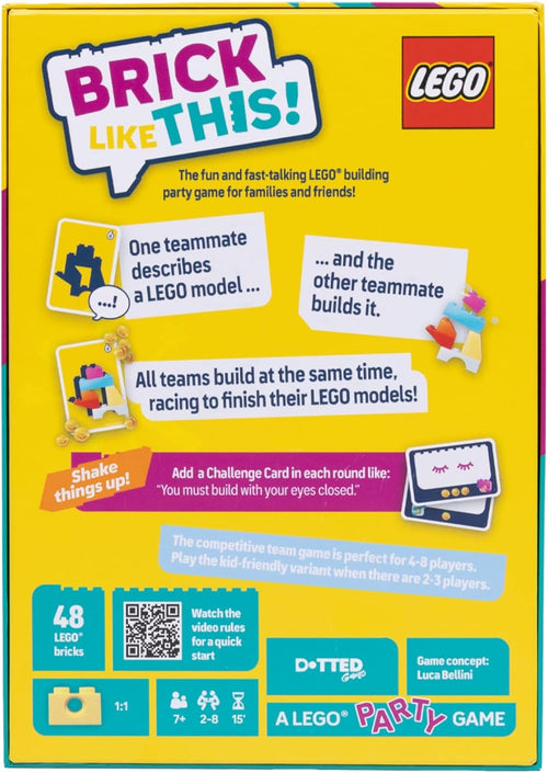 Asmodee Brick Like This! The Official Lego Party Game - A Fast, Fun Building Game for Families, Kids, Teens & Adults, Ages 7+, 2-8 Players, 15 Minute Playtime