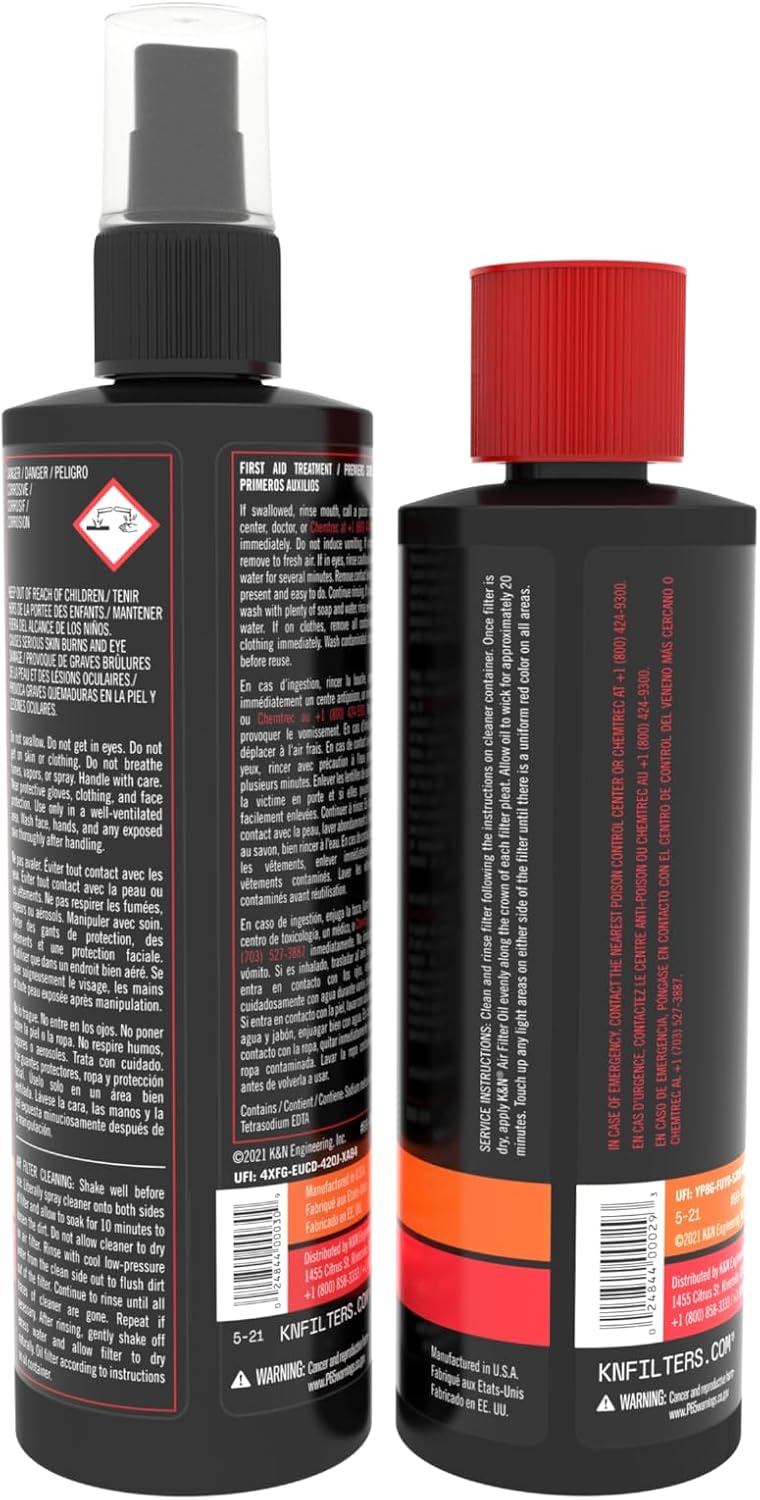 k&n filter cleaning kit squeeze bottle filter cleaner and red oil kit for oiled k&n air filters