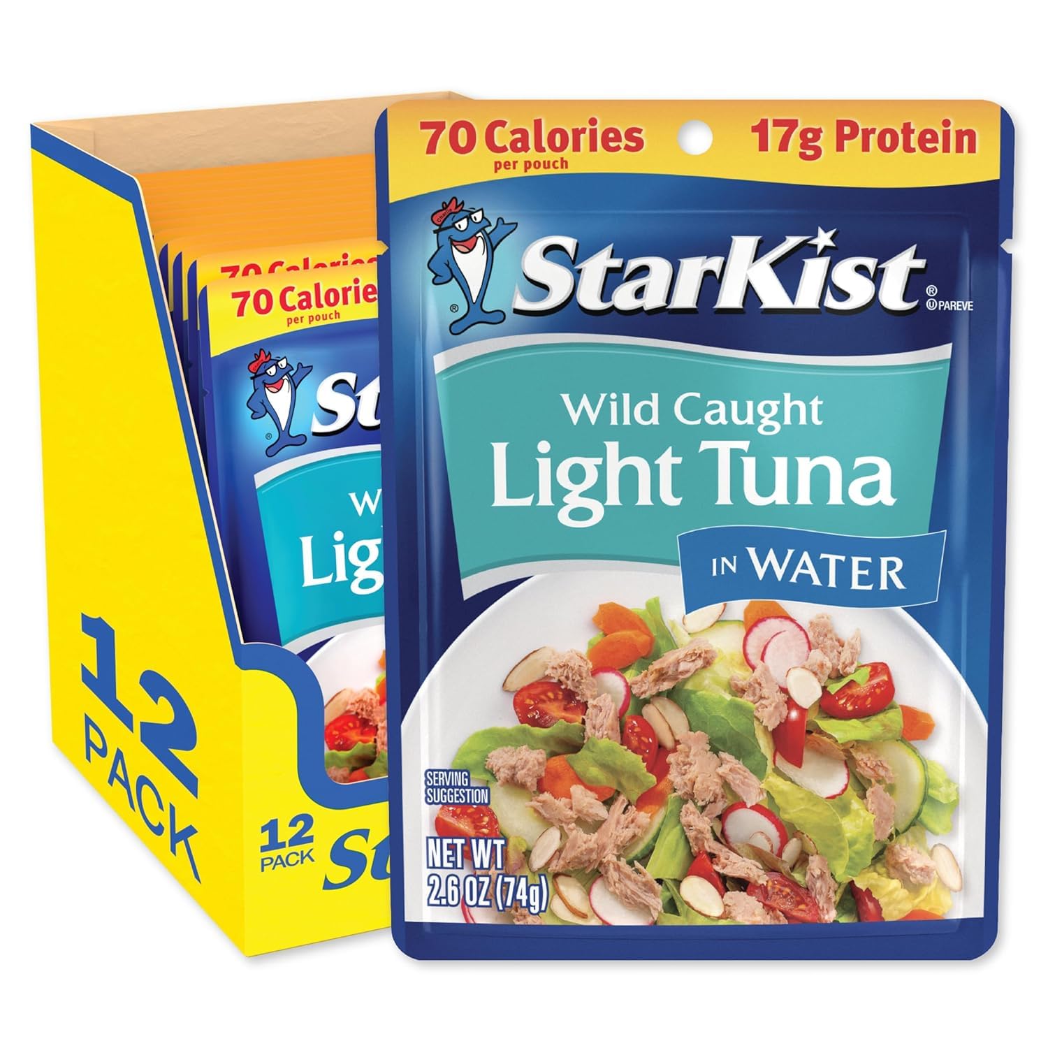 starkist chunk light tuna 2.6 oz pouch 12 pack gluten free soy free kosher