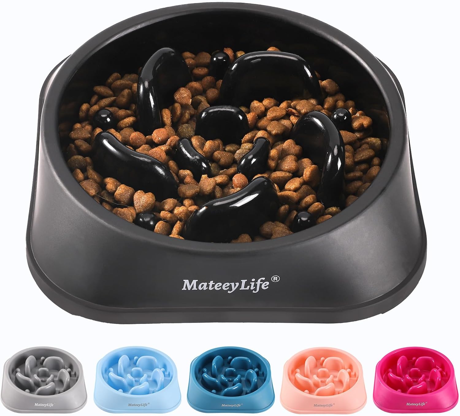 MateeyLife slow feeder dog bowls, 2PCS, anti-choking puzzle dog food bowls, anti-slip interactive feeding slow down eating for medium breeds