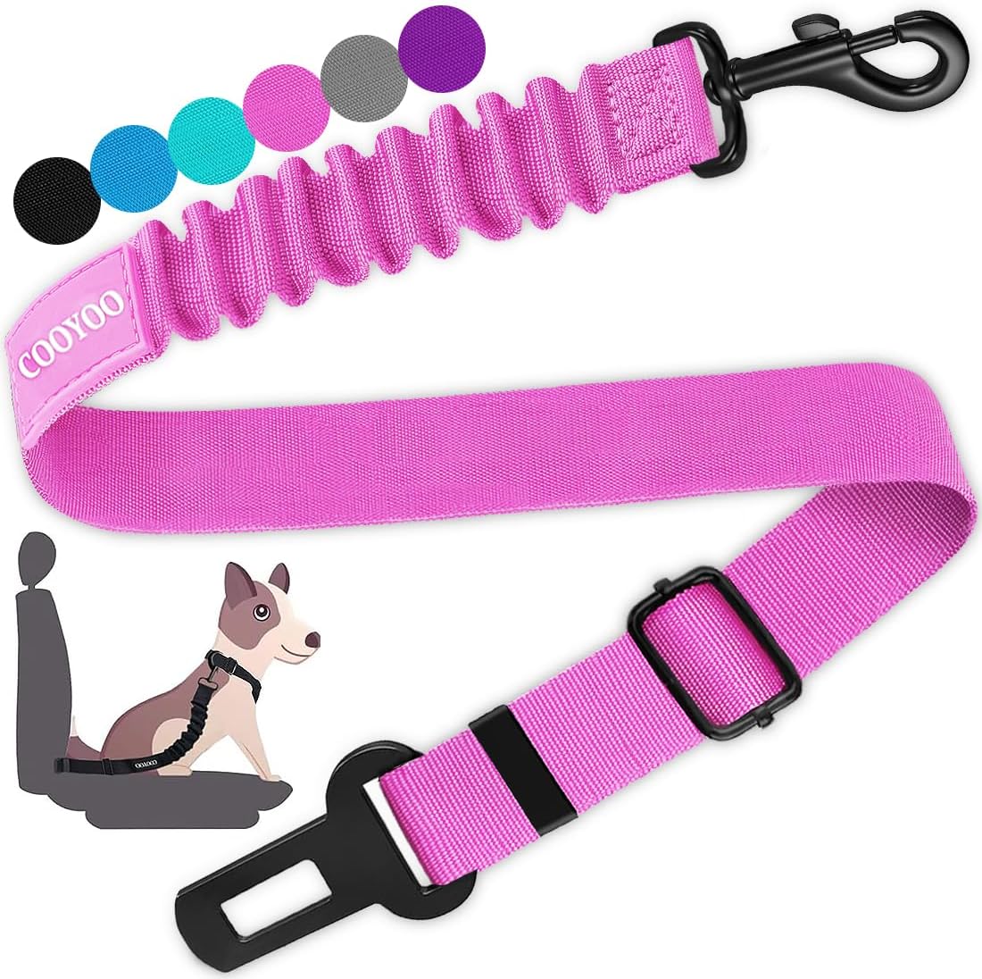 cooyoo dog seat belt 3 piece set adjustable nylon pet safety harness heavy duty elastic