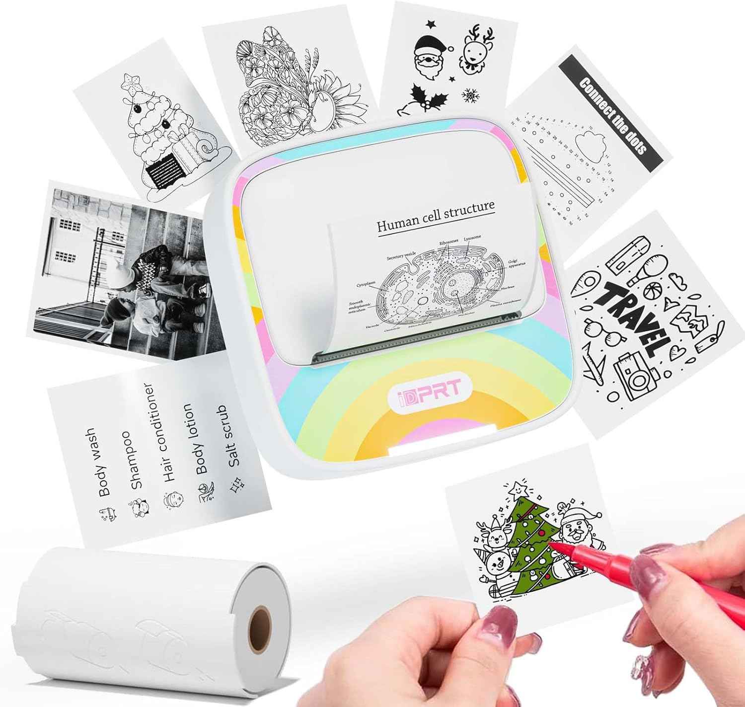 iDPRT Portable Sticker Maker Machine with 1 Roll Sticker Paper, Mini Printer Efficiently and Quickly, Thermal Printer for Study Notes, Pictures, DIY, Label, Free App with Multiple Templates, Grey