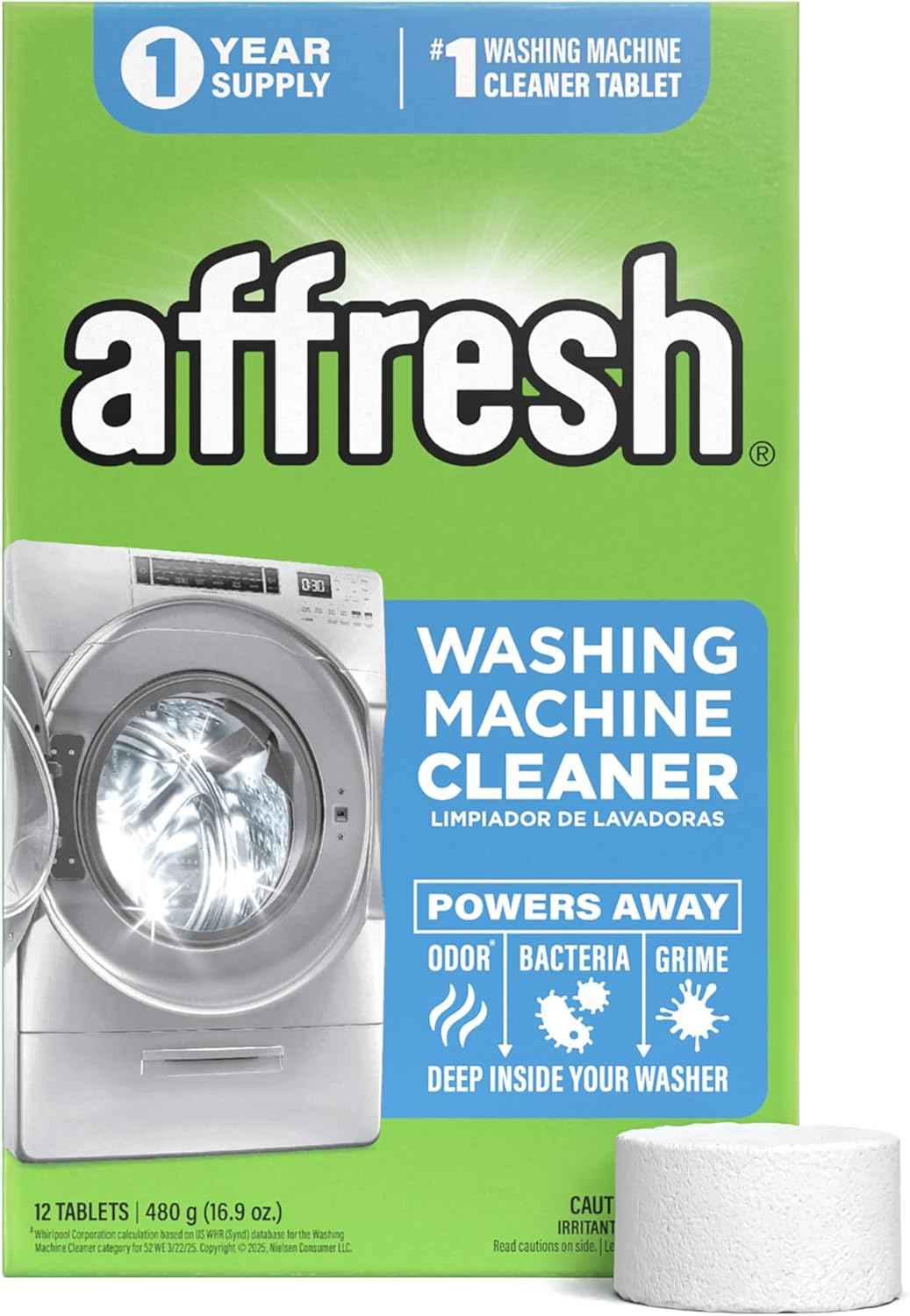 Affresh Washing Machine Cleaner, Helps Power Away Odor Causing Bacteria & Grime Deep Inside Pump, Valve & Hoses, 6 Time Release Tablets, 6 Month Supply