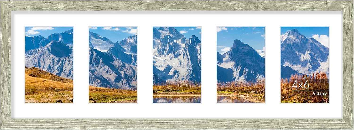 Vittanly 11x14 Collage Picture Frame, Displays 5Pcs 4x6 Pictures with Mat or 1Pcs 11x14 without Mat for Wall Mounting, Picture Frames Collage Wall Decor in Black, 1 Pack