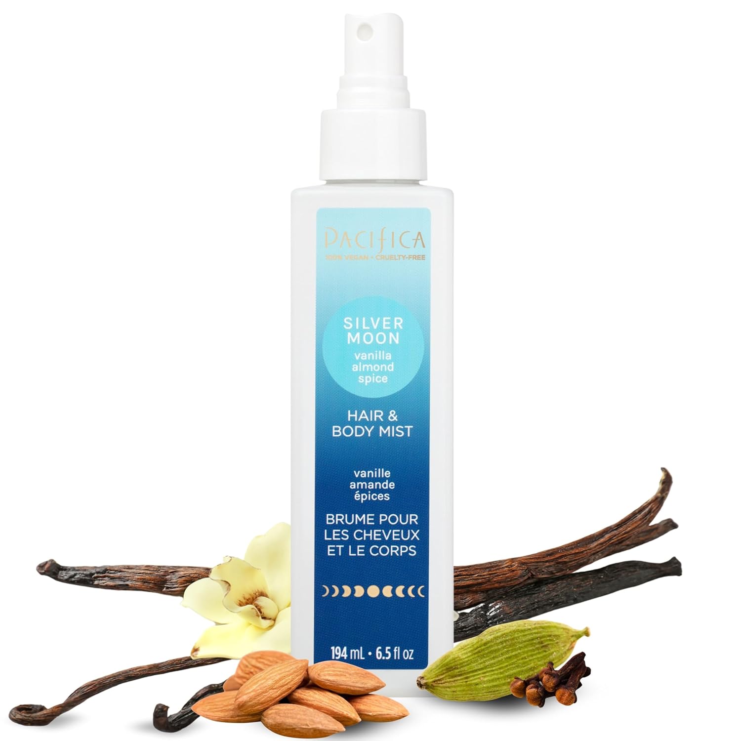 pacificas island vanilla 6oz hair and body mist, paraben-free, no alcohol, vegan and cruelty-free for women