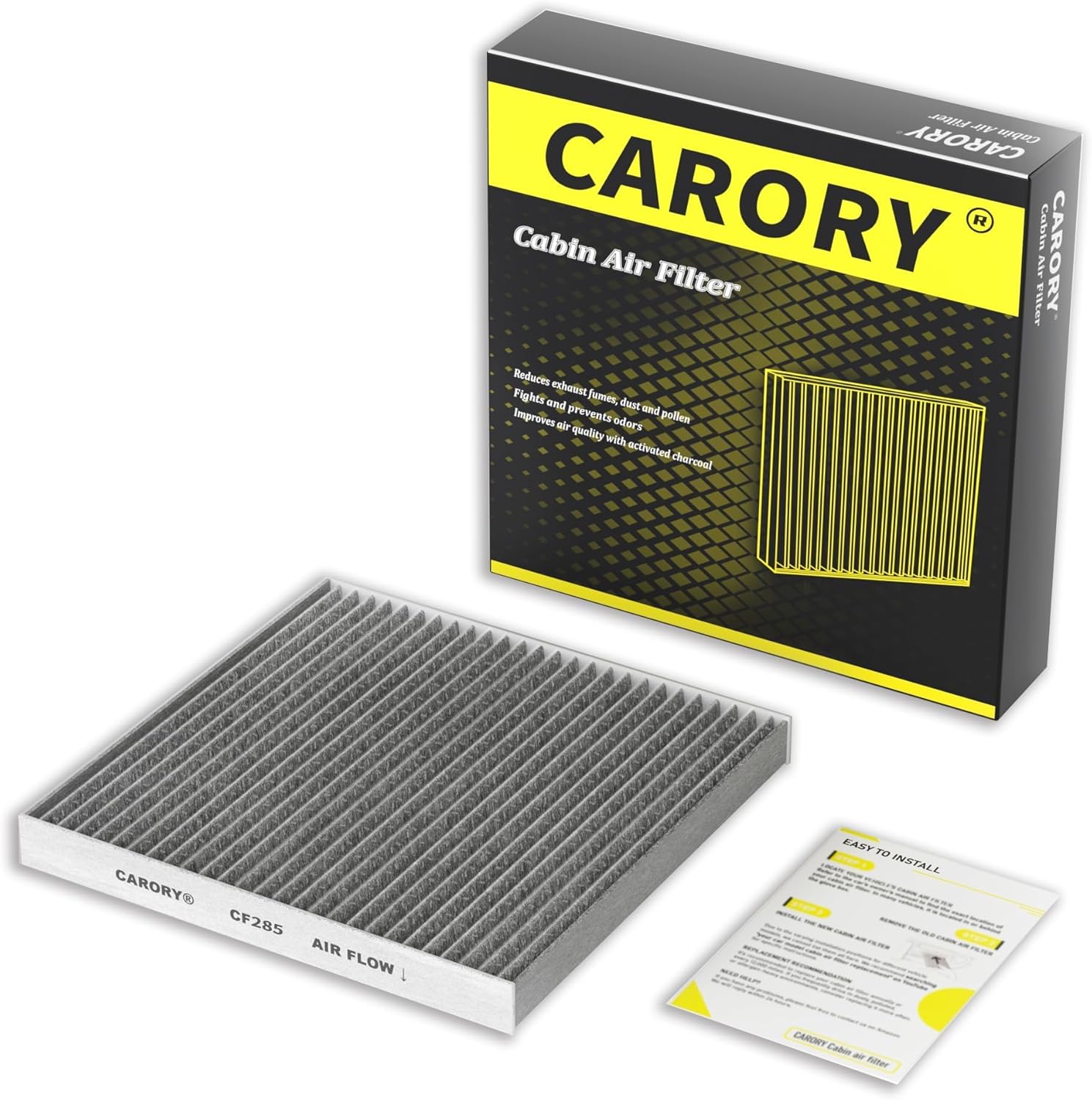 CARORY Cabin Air Filter w/Activated Carbon for Toyota Camry, Corolla, RAV4, Highlander, Lexus RX350, NX300, GX460, Subaru Legacy, Outback, Jaguar F-Pace, Land Rover Discovery, Range Rover and More
