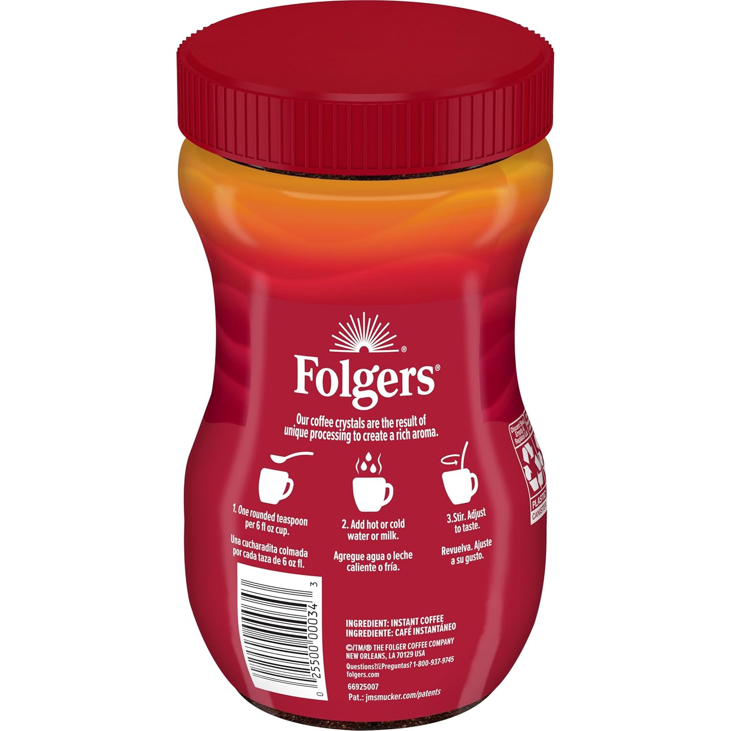 Folgers Classic Roast Instant Coffee, 8 Oz. Jar, Classic Taste in Convenient Instant Form, New Orleans Roasted