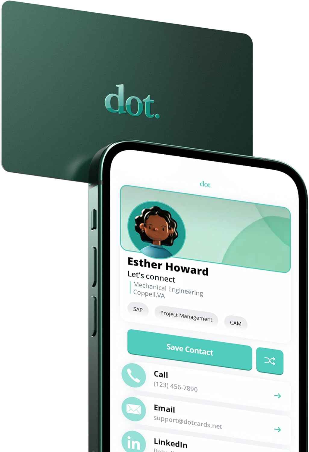 dot. Card - Digital Business Card - Tap Compatible with iPhone & Android (Black)