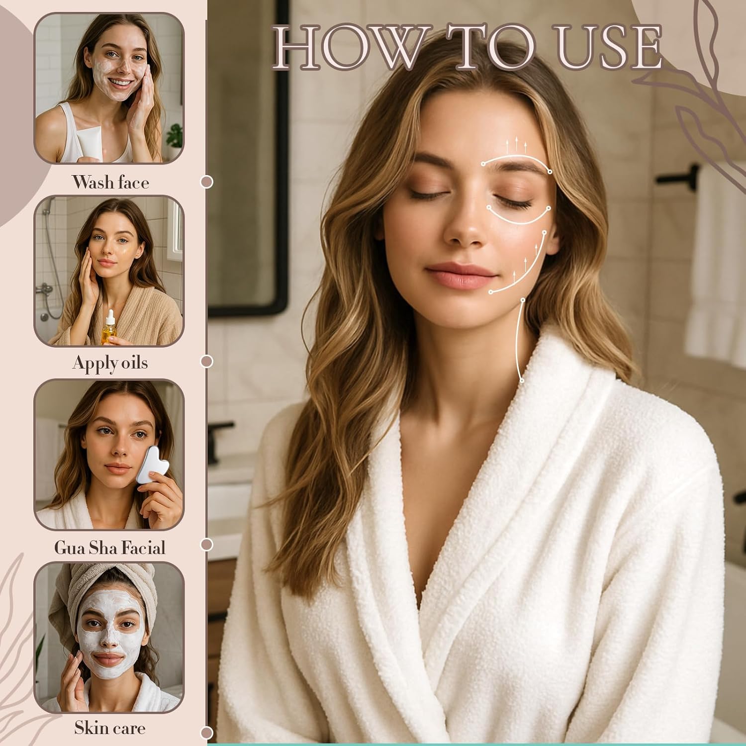 Nuanchu stainless steel gua sha facial tool for body with pouch, lymphatic drainage massage gift