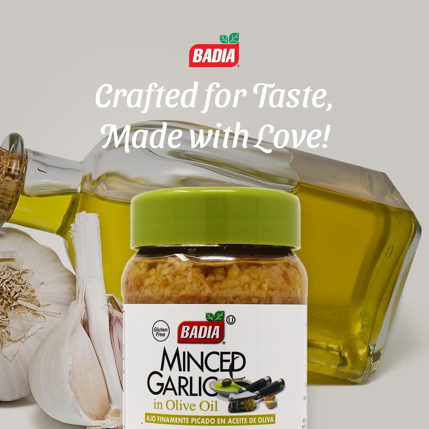 Badia Minced Garlic, 8 oz, premium quality, great for cooking, 100% natural, non-GMO, vegetarian, gluten-free