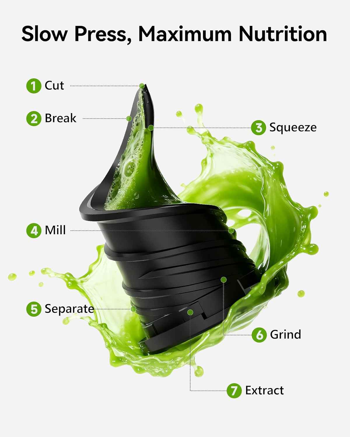 Cold Press Juicer, EUHOMY 5.8" Wide Feed Chute Juice Extractor Machine with 400W, High Juice Yield, Slow Masticating Juicer for Whole Vegetables & Fruits, Deep Silver