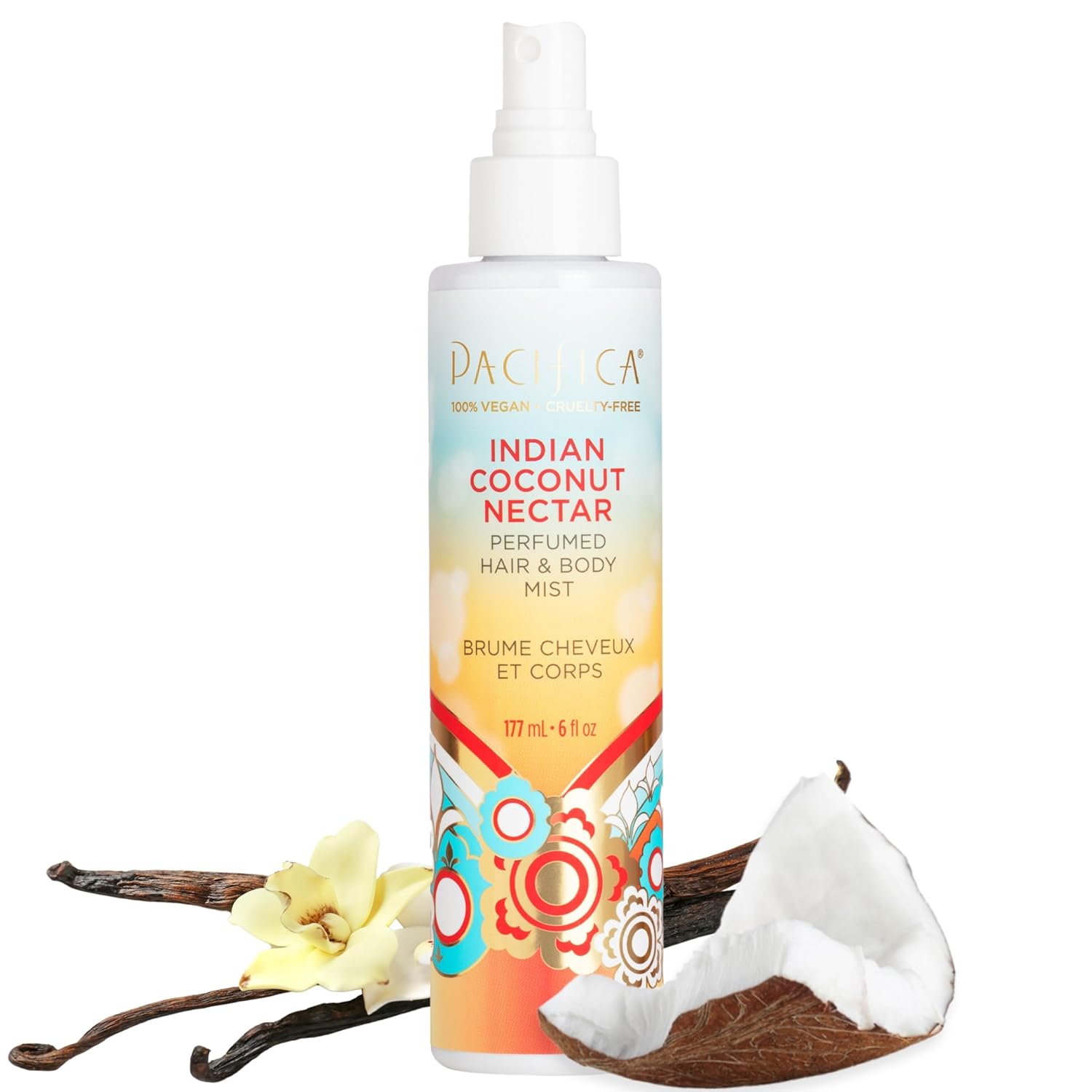 pacificas island vanilla 6oz hair and body mist, paraben-free, no alcohol, vegan and cruelty-free for women