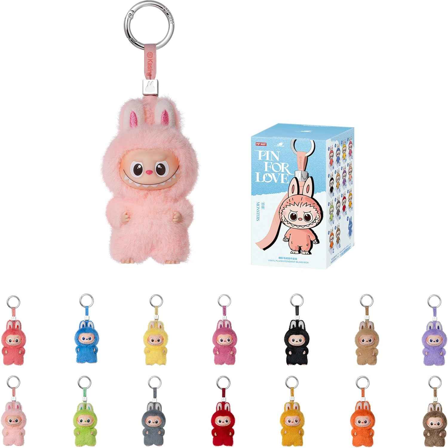 POP MART The Monster Pin for Love Series (A–M) Mini Labubu Doll Blind Box Keychain – Vinyl Plush Pendant, Bag Charm, Collectible Holiday & Birthday Gift for Kids & Adults, Single Box