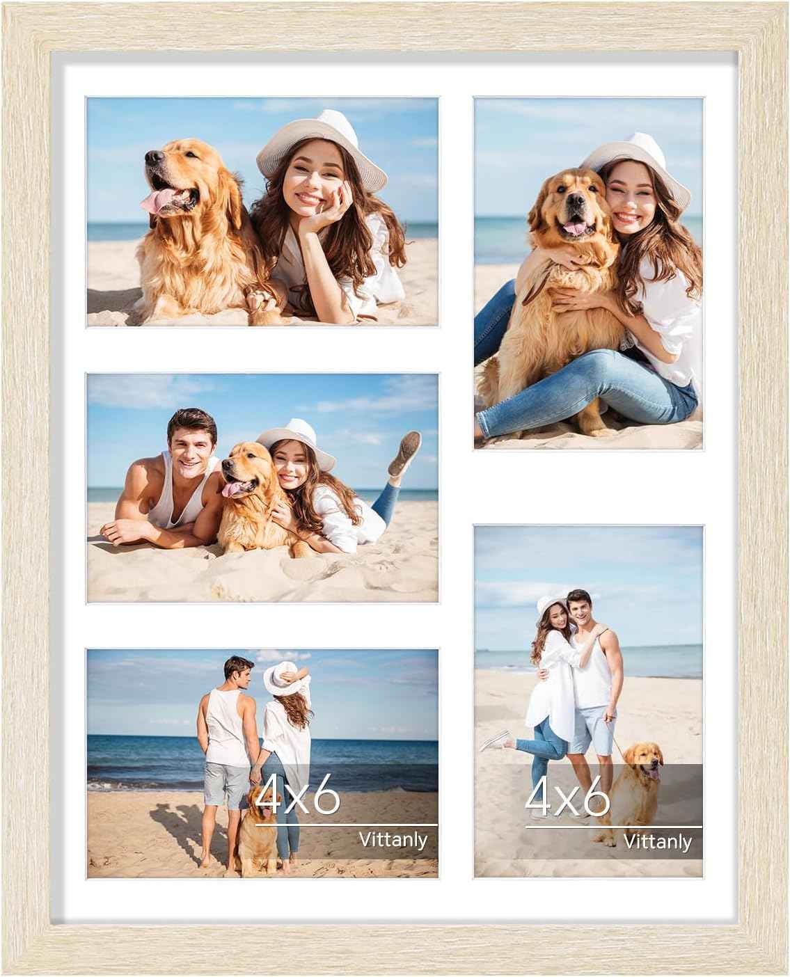 Vittanly 11x14 Collage Picture Frame, Displays 5Pcs 4x6 Pictures with Mat or 1Pcs 11x14 without Mat for Wall Mounting, Picture Frames Collage Wall Decor in Black, 1 Pack