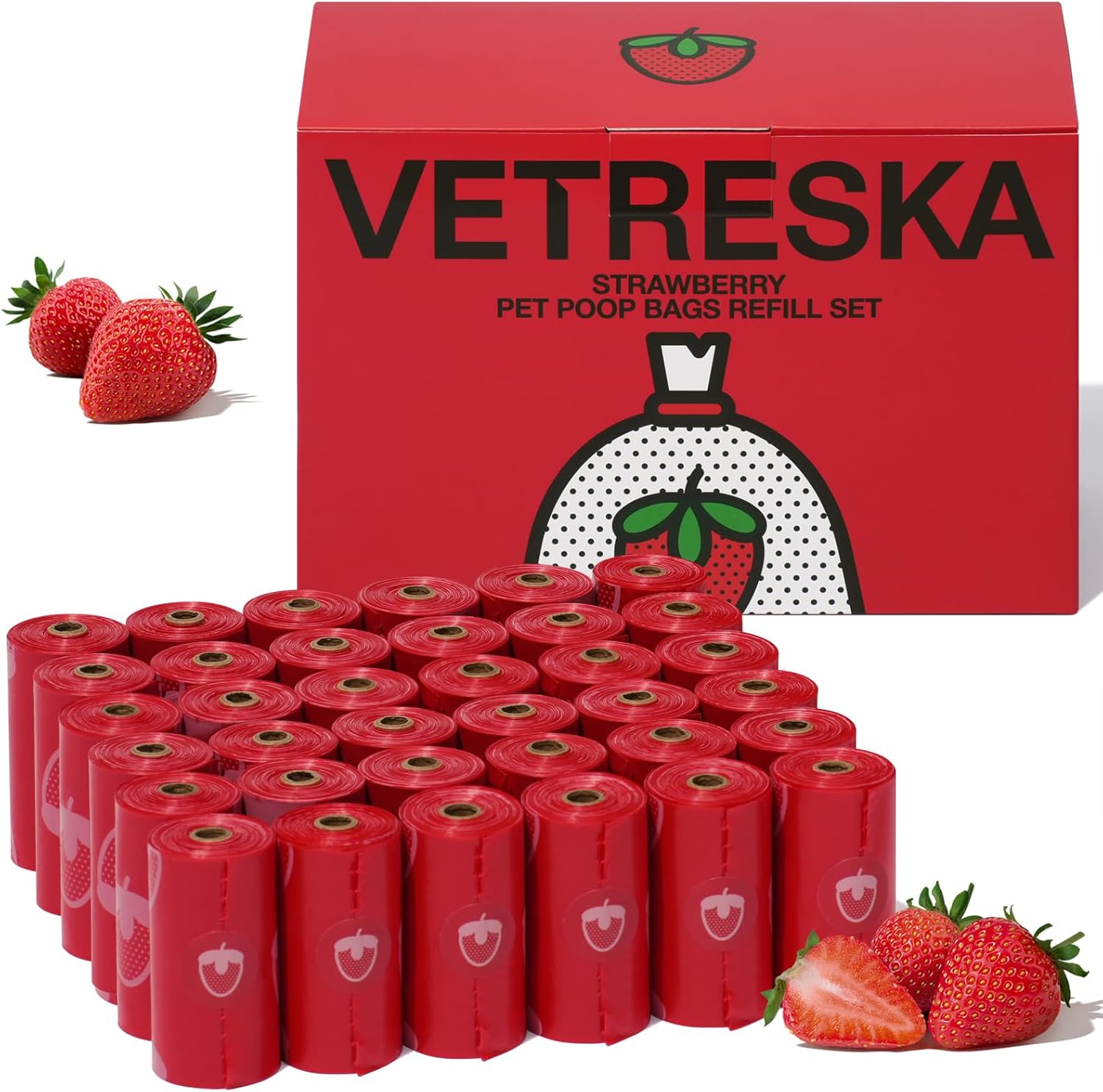 vetreska dog poop bag dispenser with cherry blossom scented bags and holder, pink