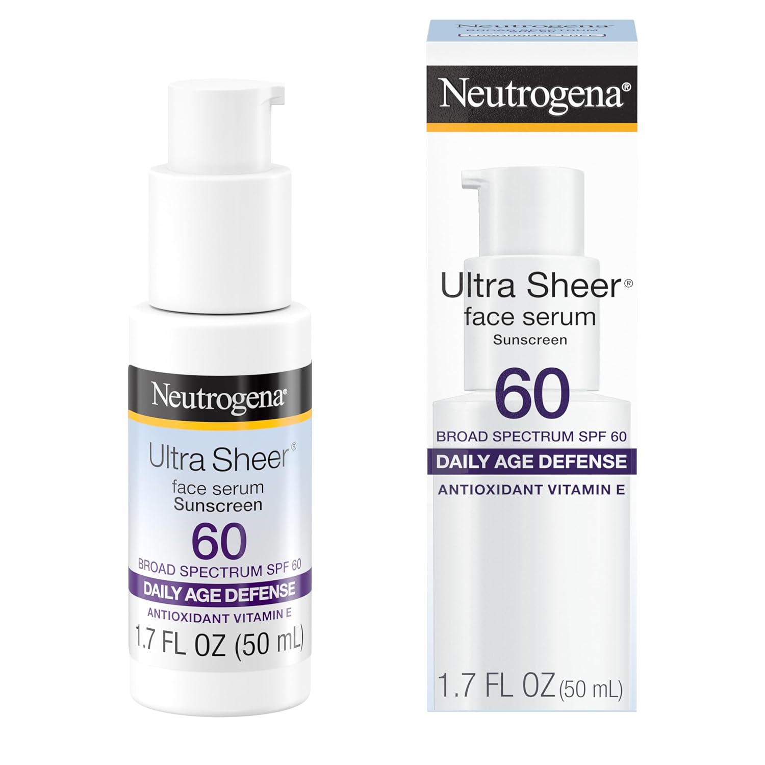 Neutrogena Ultra Sheer Face Sunscreen with SPF 60, 1.7 Fl Oz, Fragrance-Free, Water-Resistant