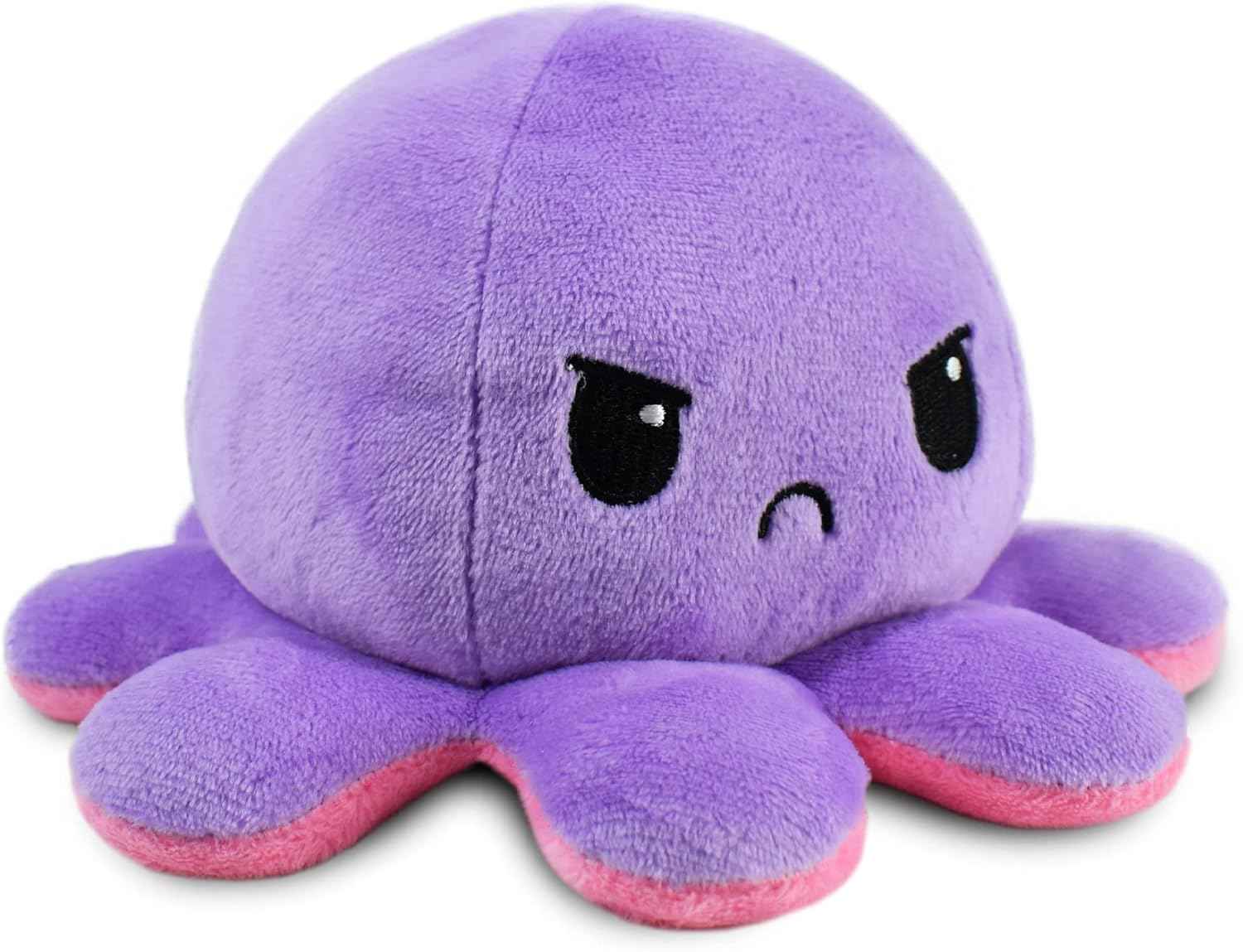 TeeTurtle Reversible Octopus Plushie - 4-Inch Pink + Aqua Two-Sided Flip Plush Toy with Embroidered Details - Cute Mini Collectible Plush for Kids, Teens, and Adults