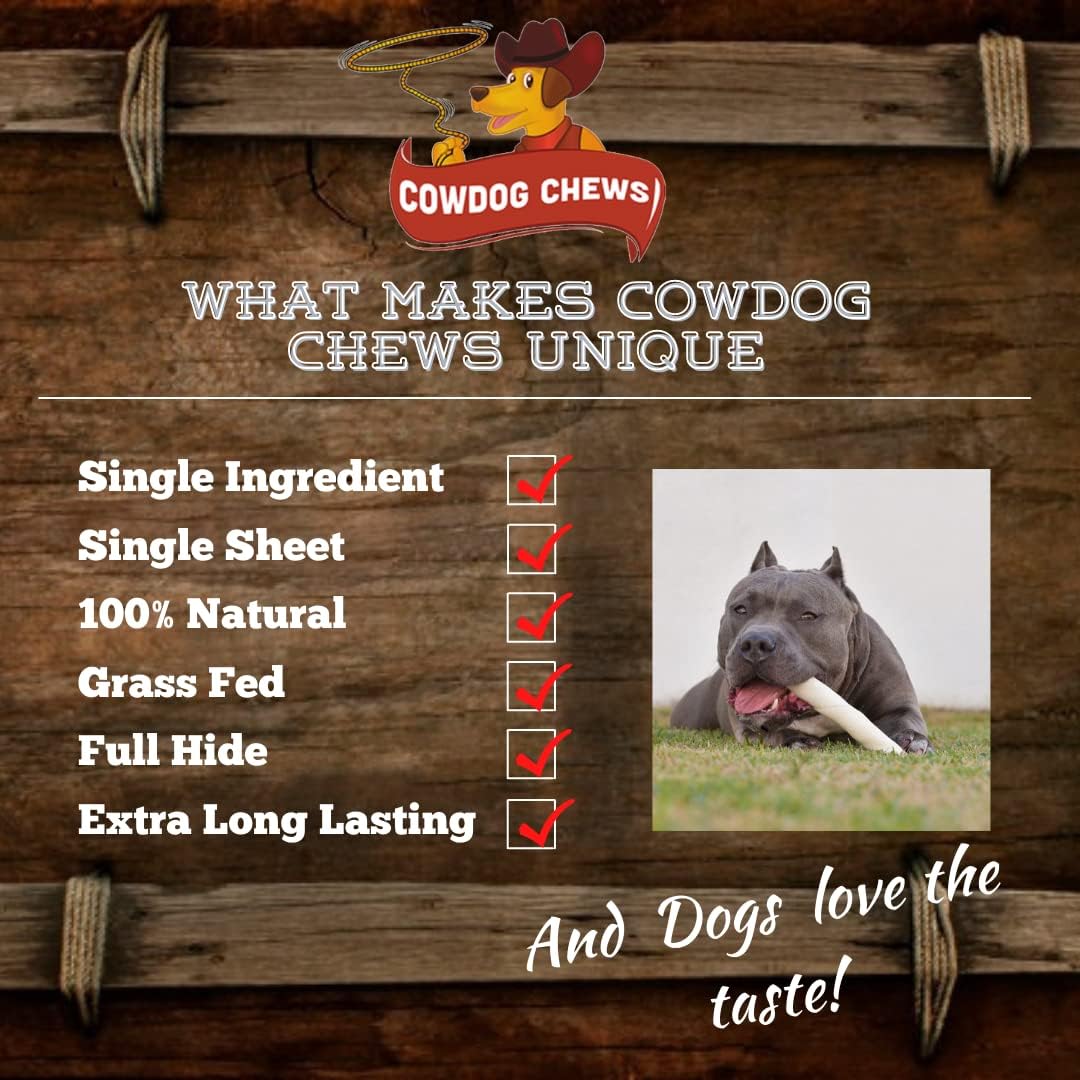 Cowdog Chews Retriever roll 9-10 inch all natural rawhide dental chews product 20 pack