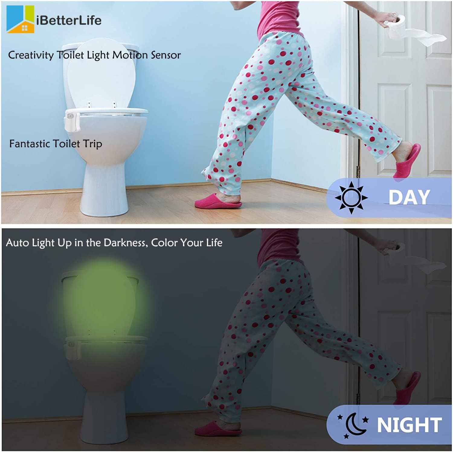 Toilet Light Motion Sensor 2Pack - The Original 8 Color Changing LED Glow Bowl Inside Toilet Night Light for Bathroom - Smart Unique Cool Gadget, Funny Ideal Gifts for Dad Teen Boys Girls Men Women