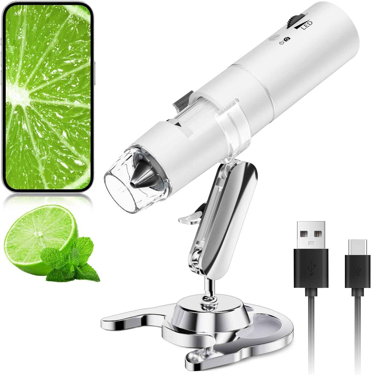Wireless Digital Microscope, Skybasic 50X-1000X Magnification WiFi Portable Handheld Microscopes with Adjustable Stand HD USB Microscope Camera Compatible with iPhone Android iPad Windows Mac Computer