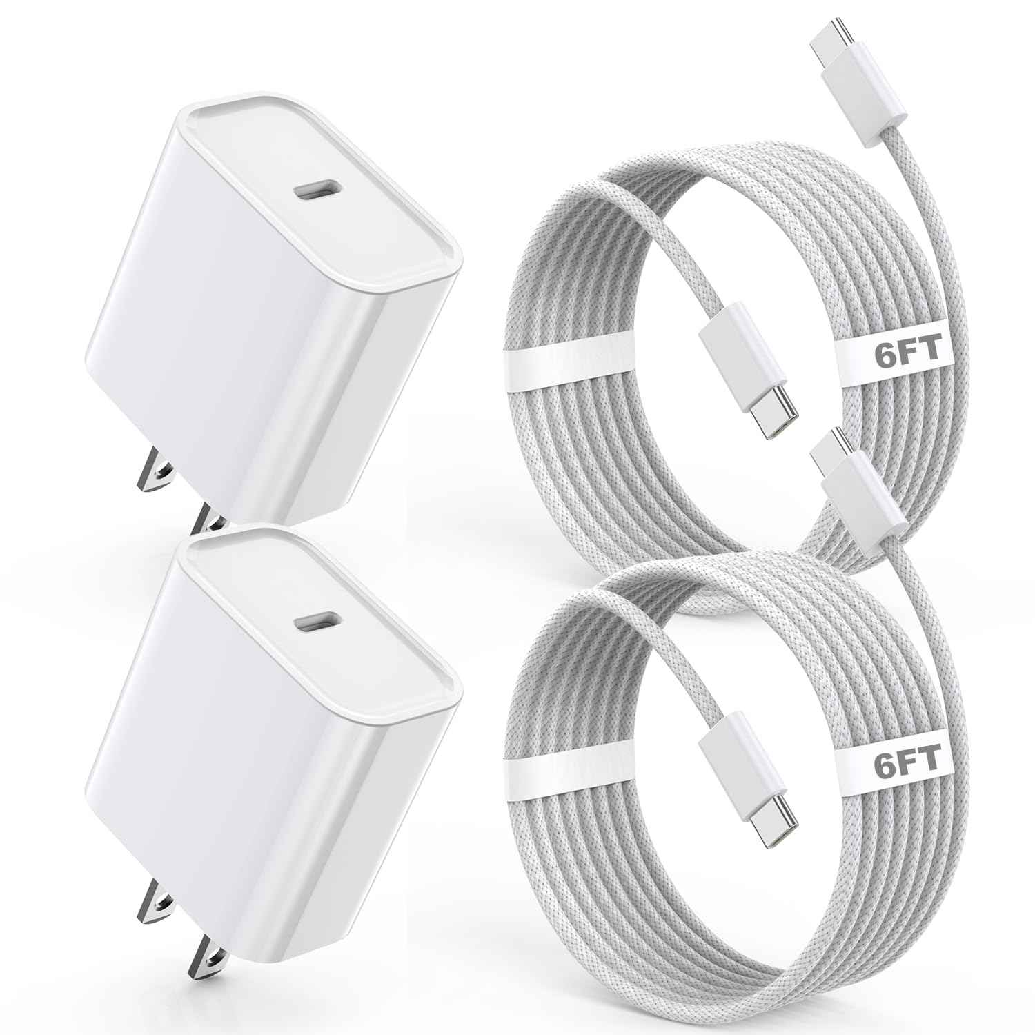 Fast Charger iPhone,iPhone Charger Fast Charging 2Pack USB C Wall Charger Block Fast i Phone Chargers 6FT Type-C USB C to Lightning Cable Cord for iPhone14/14Plus/13/12/11 Pro Max,Mini,8,iPad/AirPods