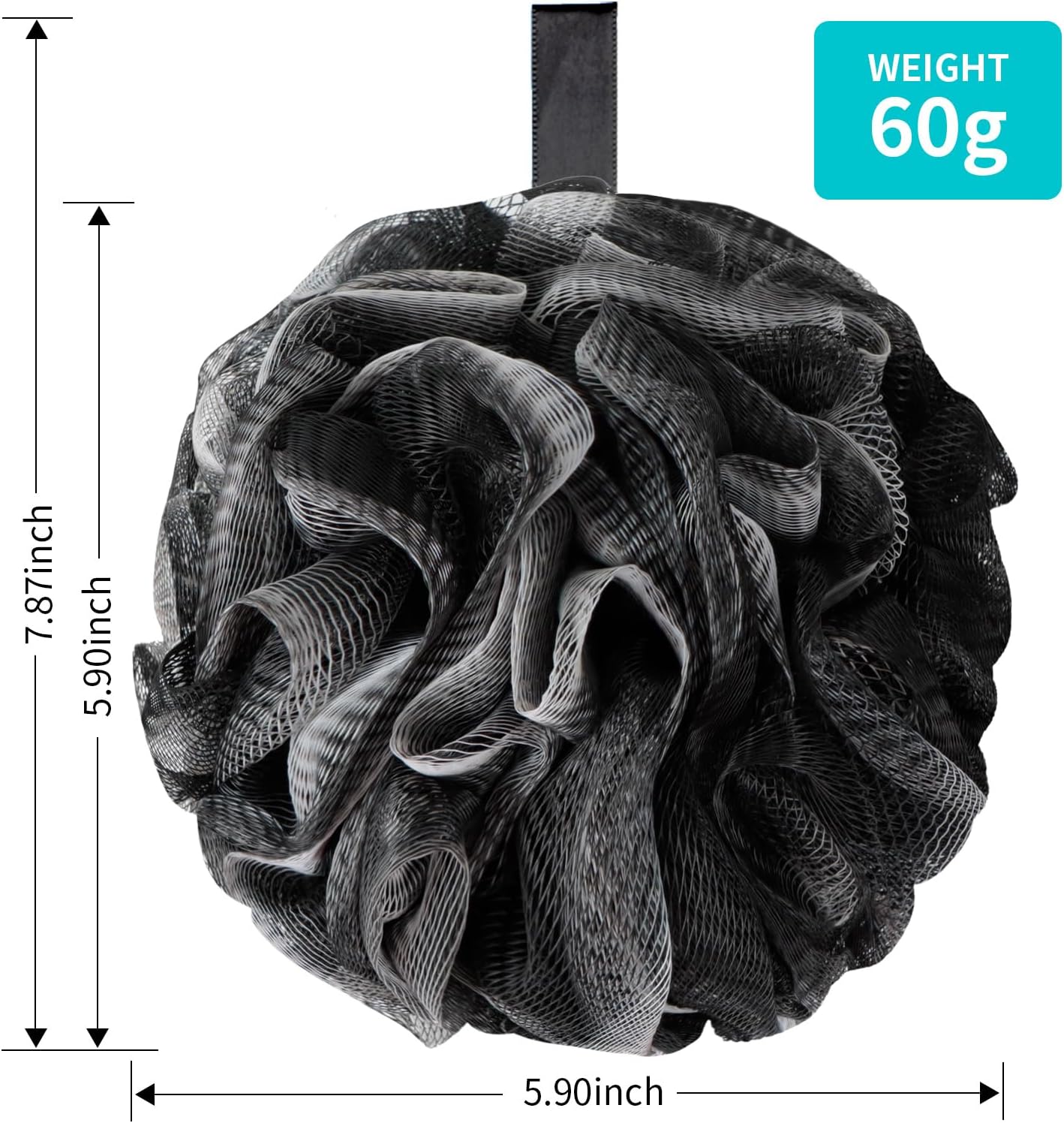 Dark Elf Bath Loofahs Soft Mesh Shower Sponge Body Back Scrubber for Women & Men - Pack of 4
