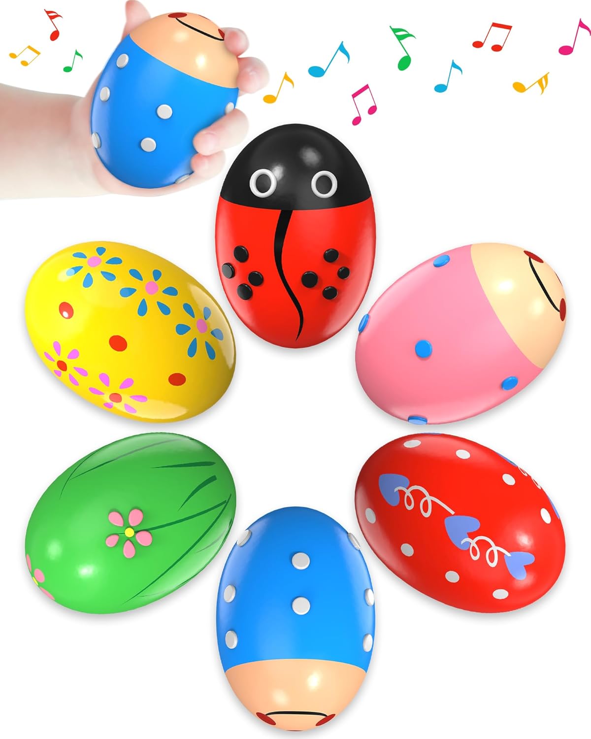 wooden percussion shakers 6-pack montessori toys for kids toddlers