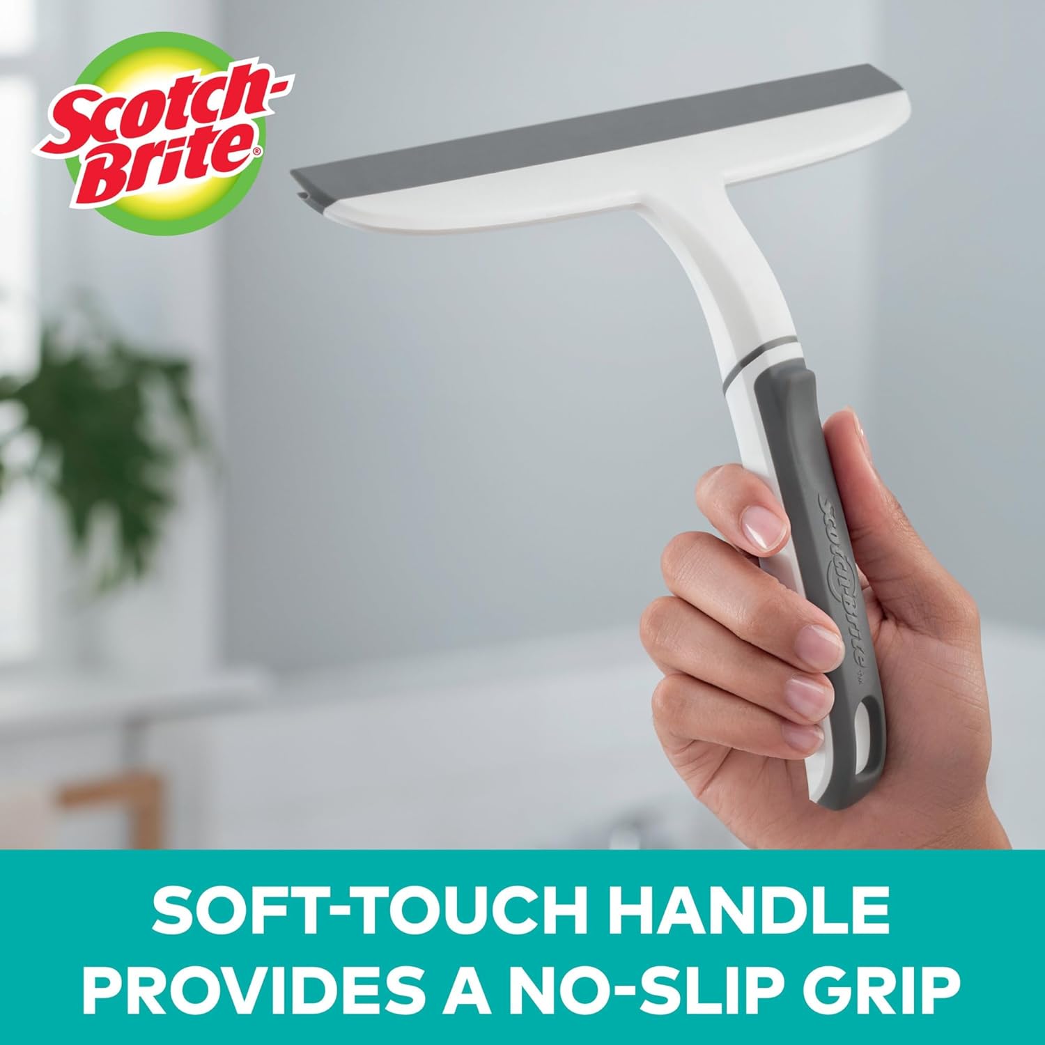 scotch-brite 10 inch dual blade streak-free squeegee all-purpose safe on mirrors glass shower doors windows sinks