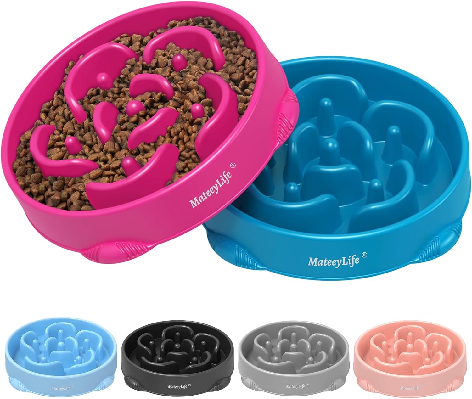 MateeyLife slow feeder dog bowls, 2PCS, anti-choking puzzle dog food bowls, anti-slip interactive feeding slow down eating for medium breeds