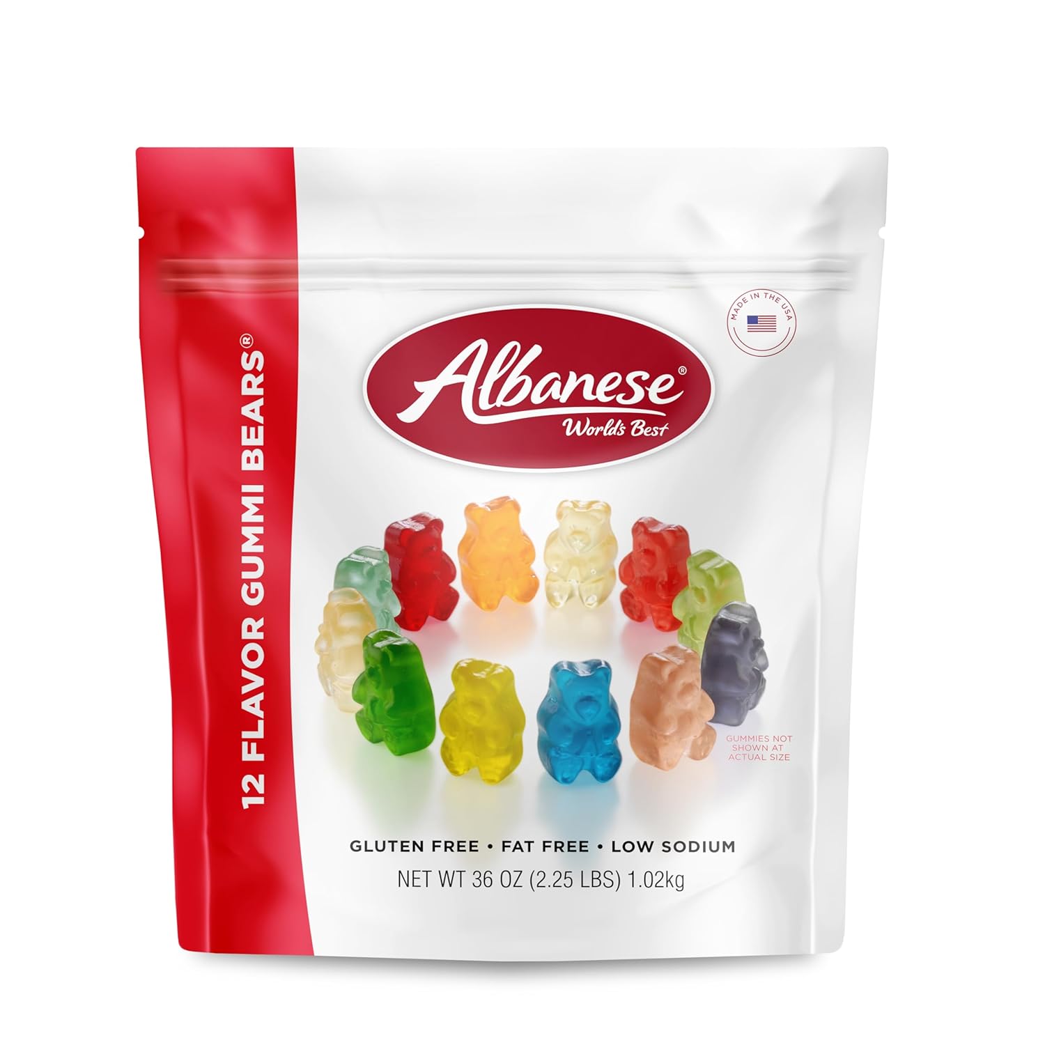 albanese 12 flavor gummi bears, 36oz bulk bag, soft & chewy, gluten-free & allergy friendly