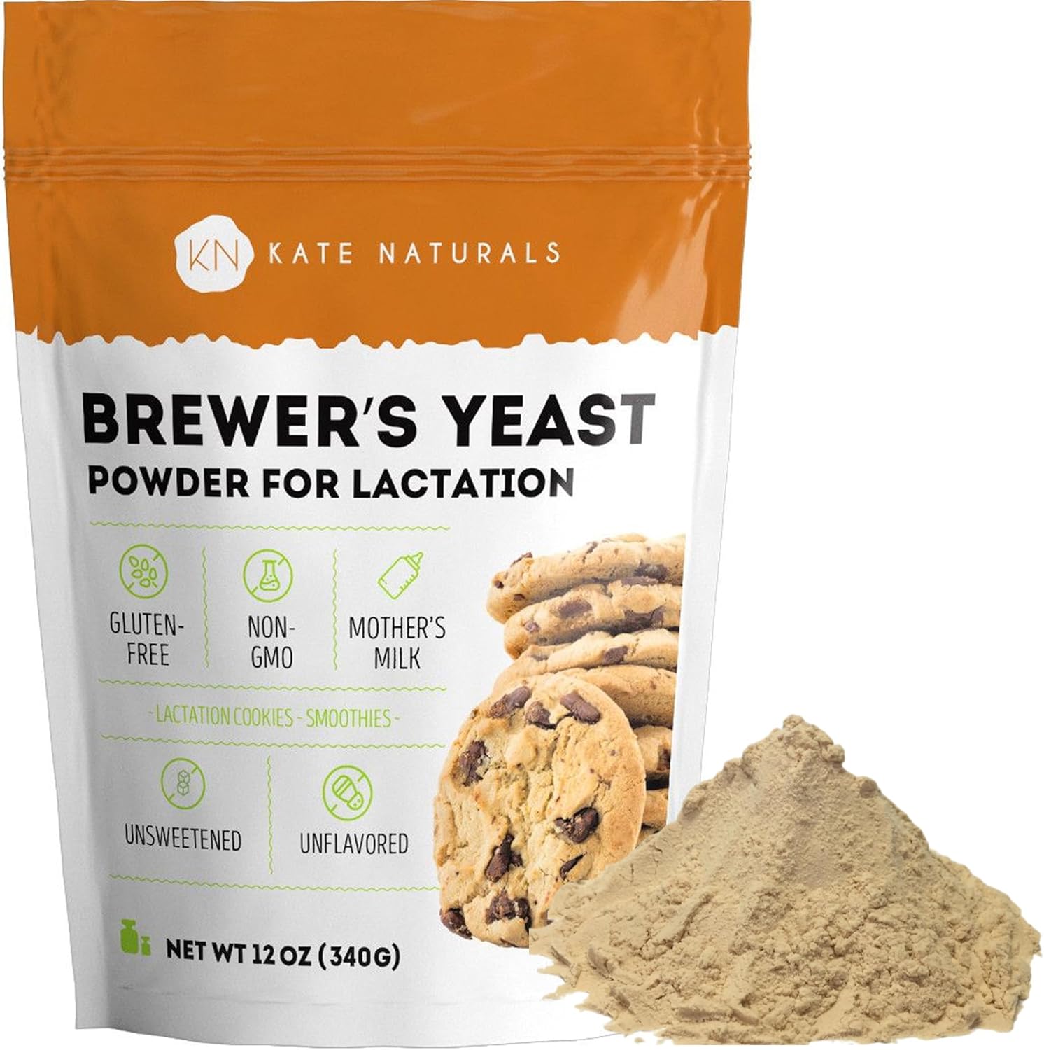 kates naturals brewers yeast powder 12oz lactation support nursing moms gluten free non gmo