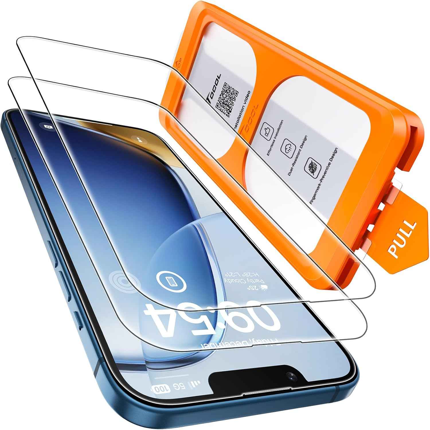 TOCOL for iPhone 17 Screen Protector 6.3 inch 9H Hardness Military Grade Shatterproof HD Tempered Glass for Full Coverage Protection 2 Pack
