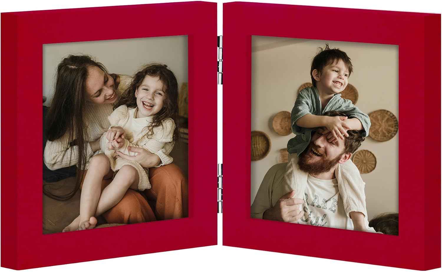 decorUhome Double 4x6 Picture Frame Vertical, Engineered Wood Bifold Photo Frame with Plexiglass for Tabletop Display, 4x6, Black