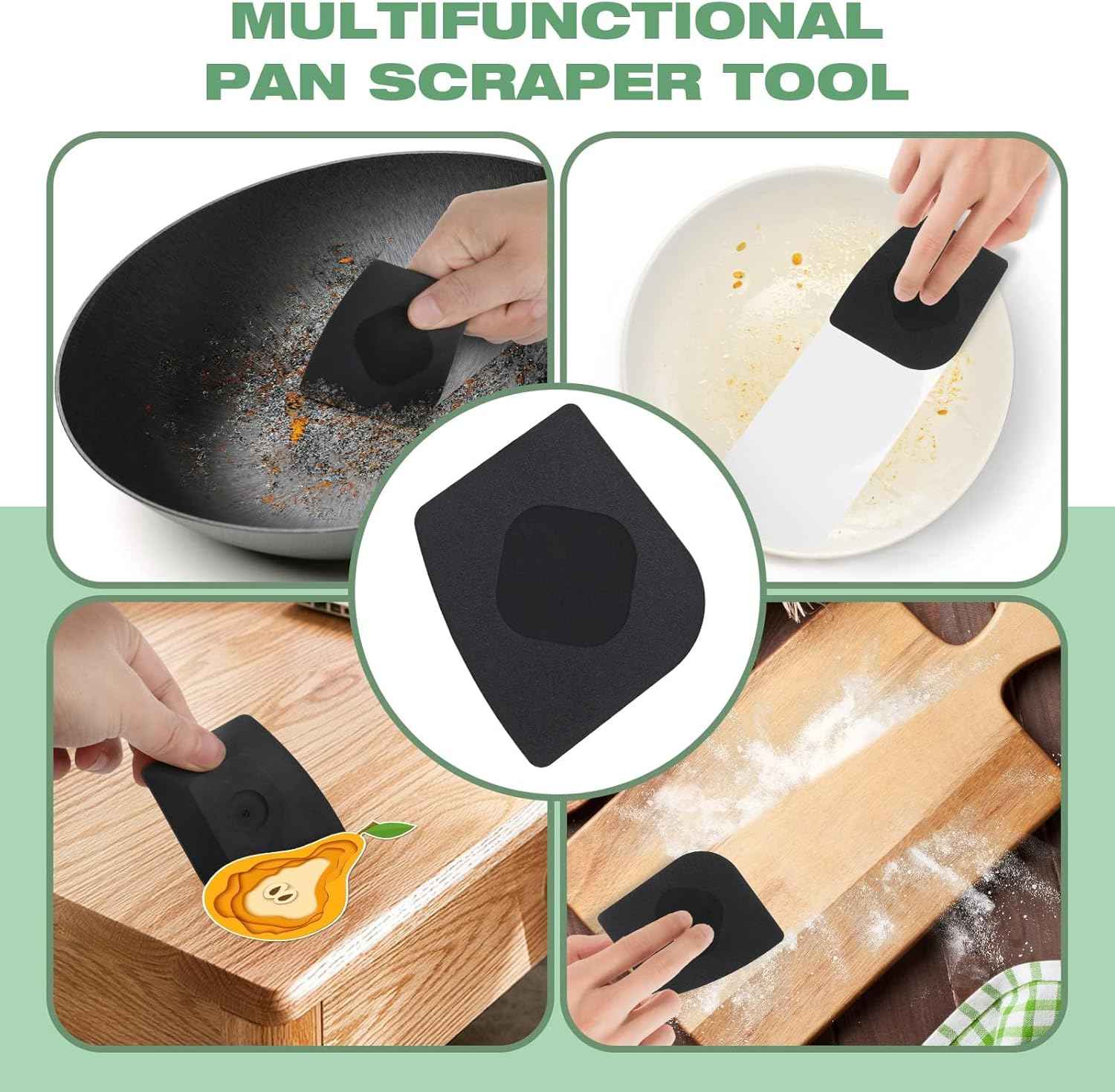 Purgreat Cast Iron Scrubber | Dish Scrub Brush | 316 Cast Iron Cleaner Chainmail Scrubber for Pan Skillet Cleaner - Dish Scouring Pad Dishwasher Safe Cleaning Kit, Black 03