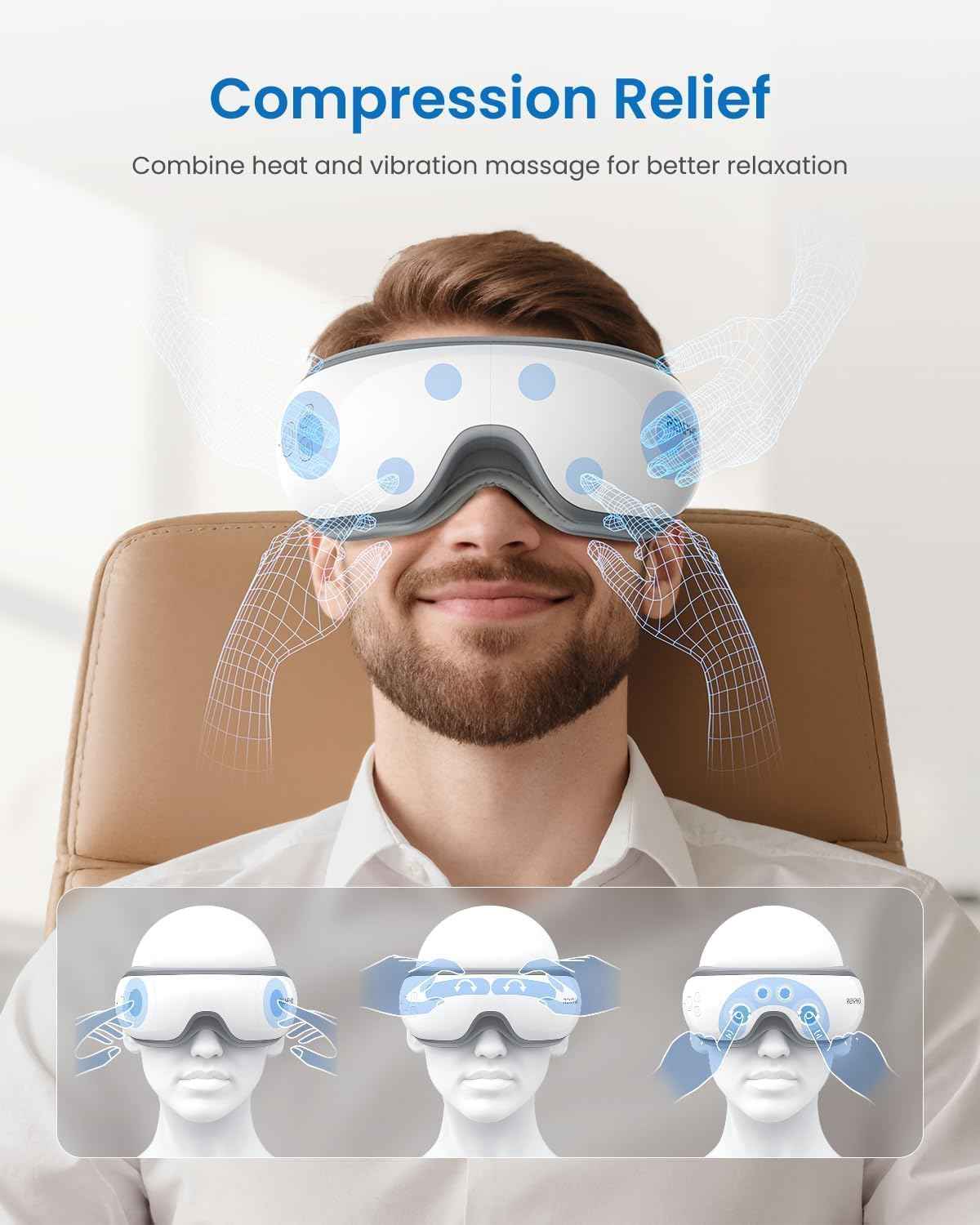 RENPHO Eye Massager with Heat, Valentines Day Gifts for Her Him Birthday Gifts for Women Mom, FSA Eligible HSA Eye Mask for Migraine,Sleep Mask for Dry Eyes Relax, Reduce Strain for Men Dad Eyeris 1