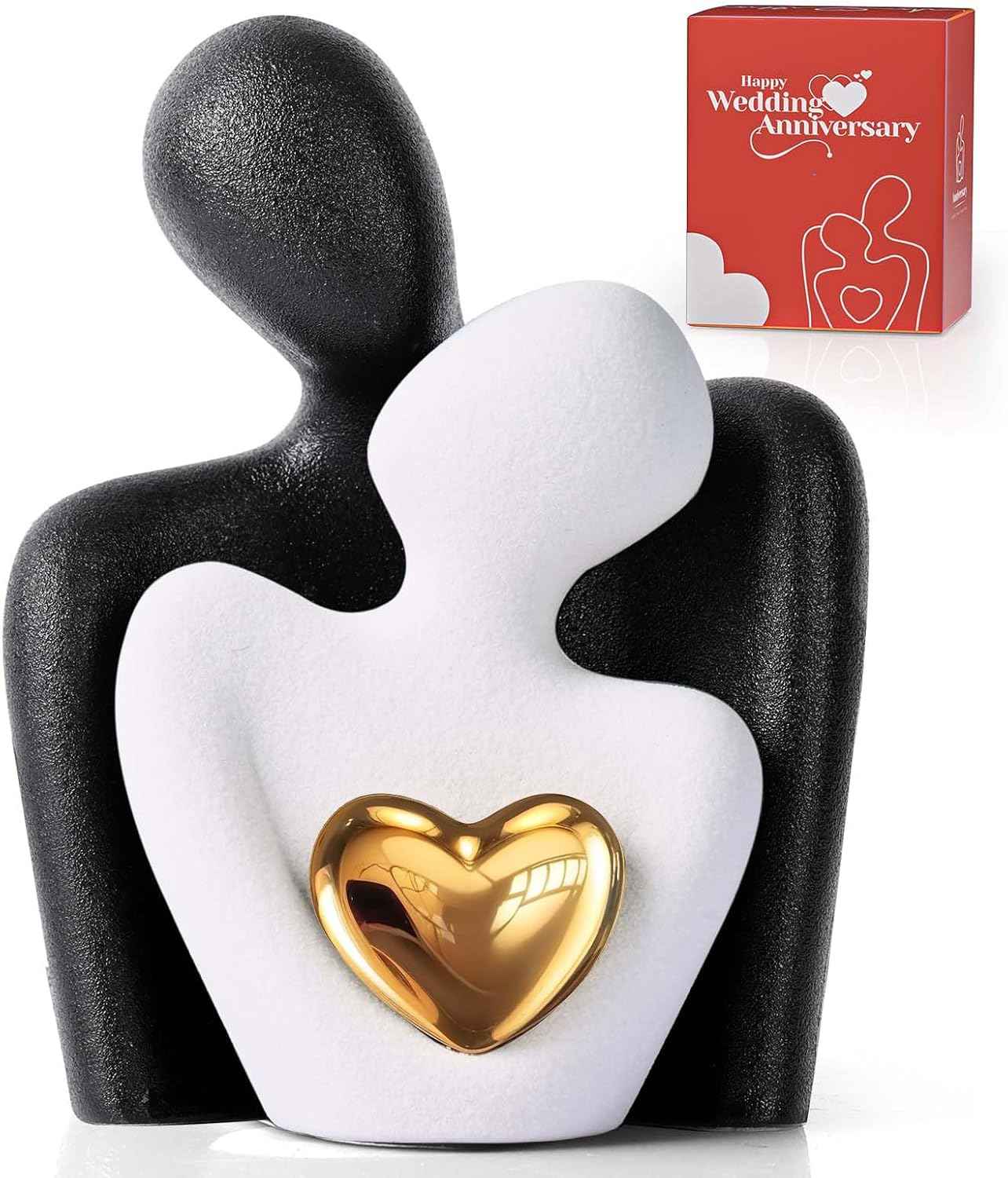 Mini Couple Statue Tv Stand Decor Items for Living Room Home Decor,Bedroom Decor for Couples Sculpture for Anniversary Wedding,Love Gifts for Couples 2025,Knick Knacks for Shelve (White, 3.15in)