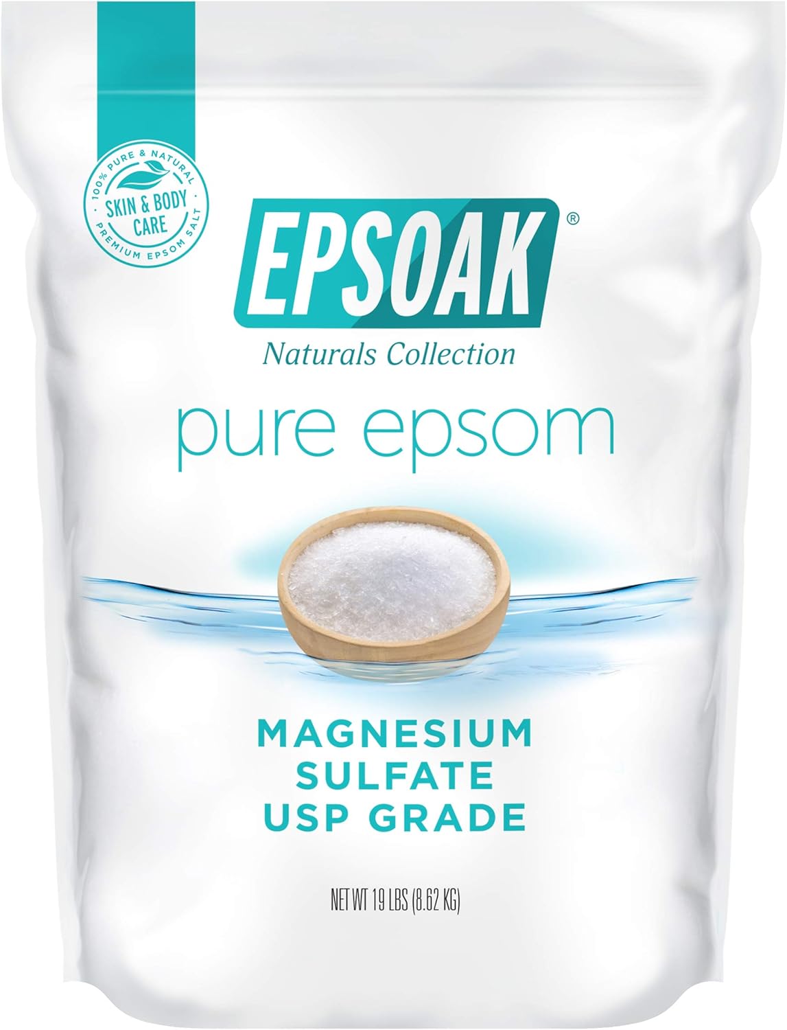 epsoak 19 lb. unscented usp-grade magnesium sulfate bulk bags cruelty-free certified made in usa