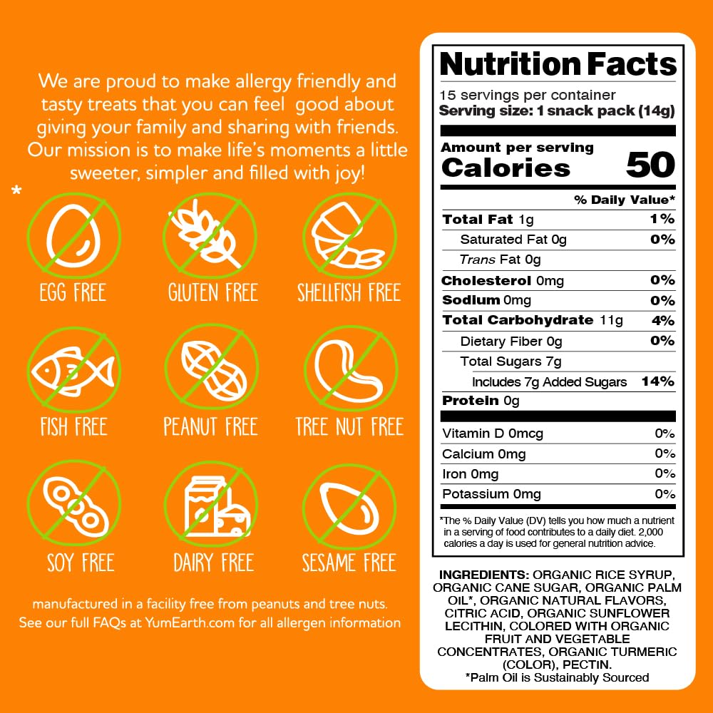 yumearth organic chewy fruit flavored candies assorted 7.5oz allergy friendly gluten free