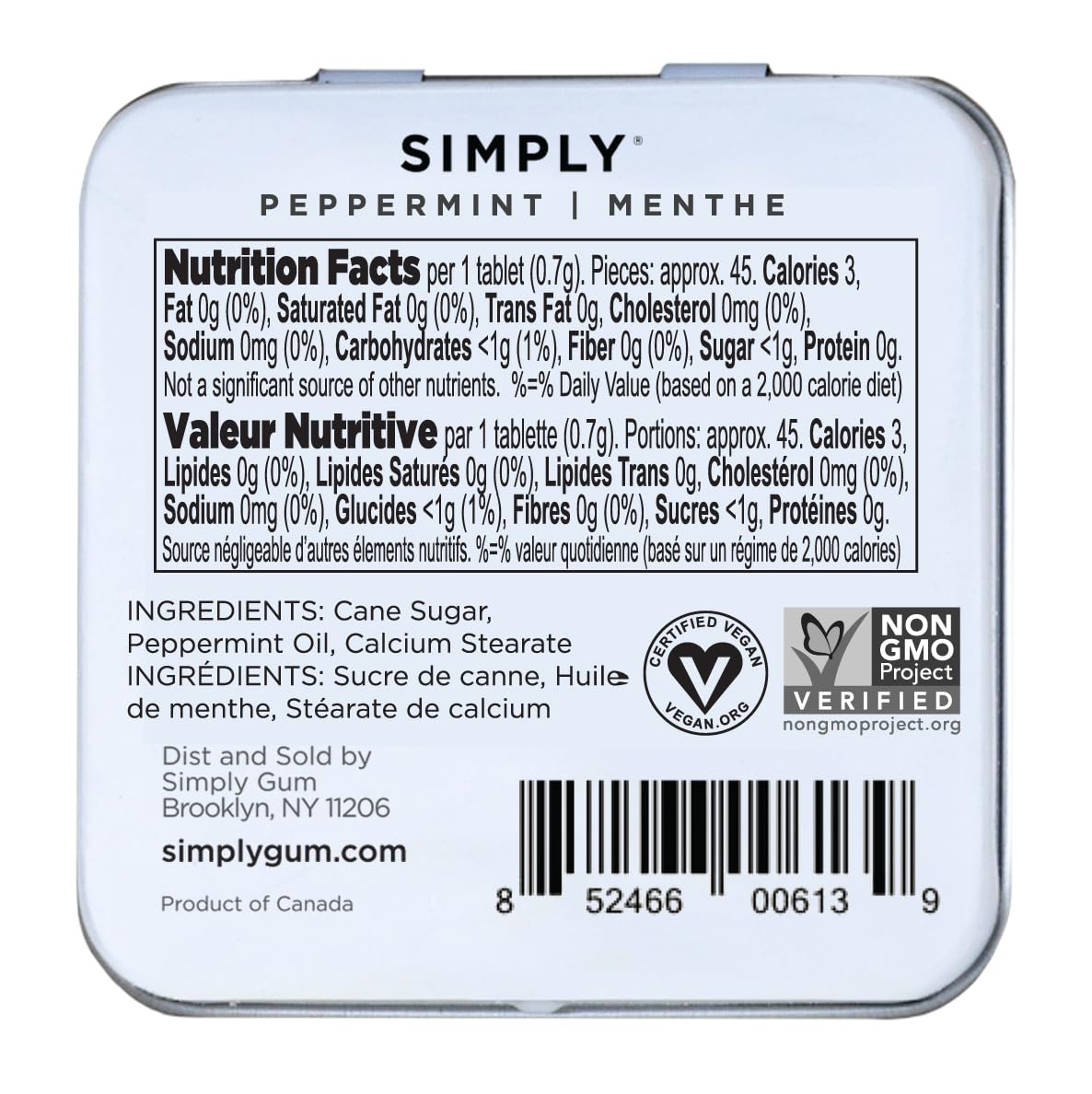 Simply Mints Natural Peppermint Breath Mints, 6 pack with 180 pieces, made with real peppermint oil and no artificial ingredients