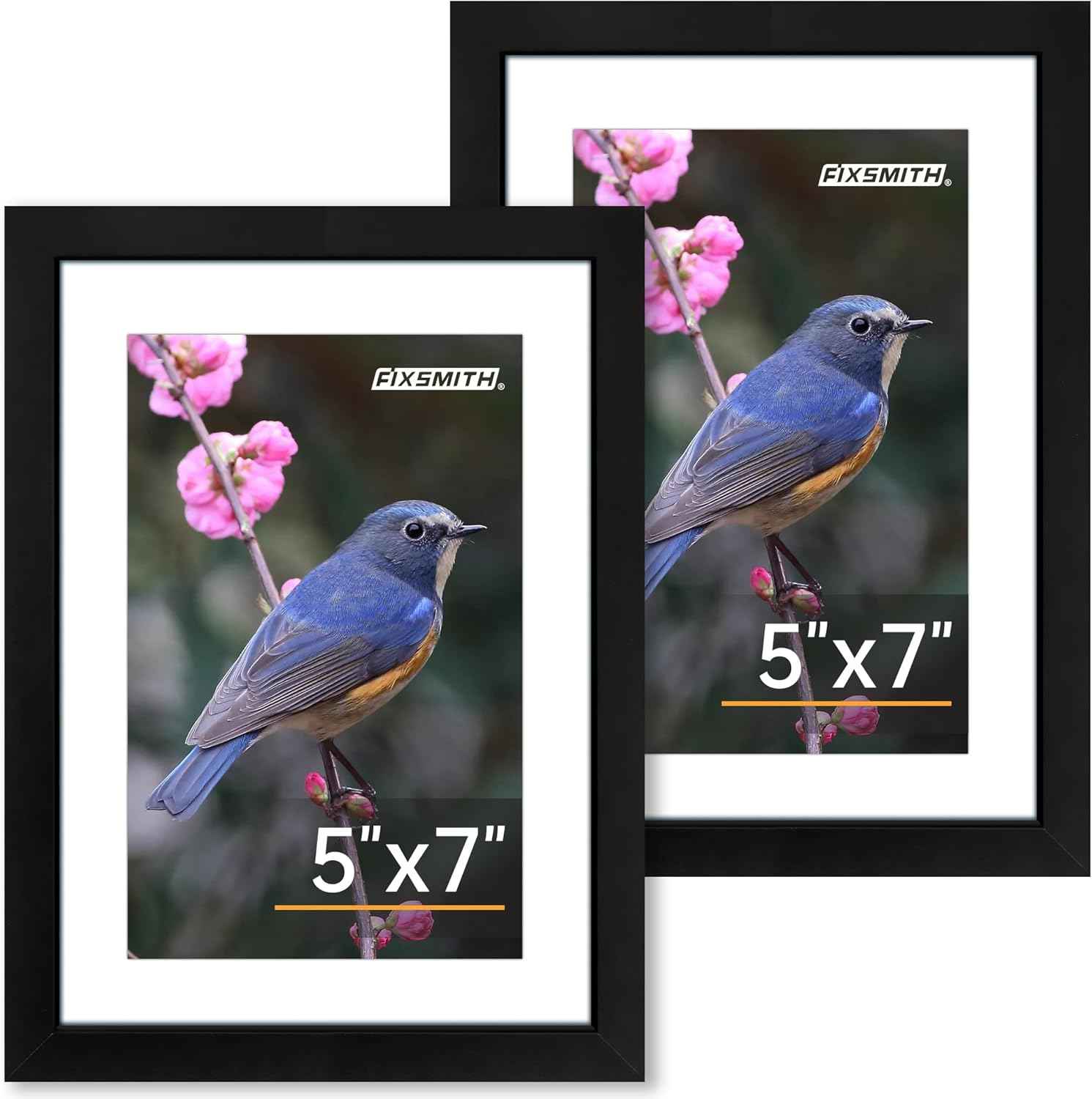 FIXSMITH 8x10 Picture Frame Set of 2, Photo Frame with HD Plexiglass, Display Pictures 5x7 with Mat or 8x10 Without Mat Multi Picture Frames Collage for Tabletop or Wall Display, Black