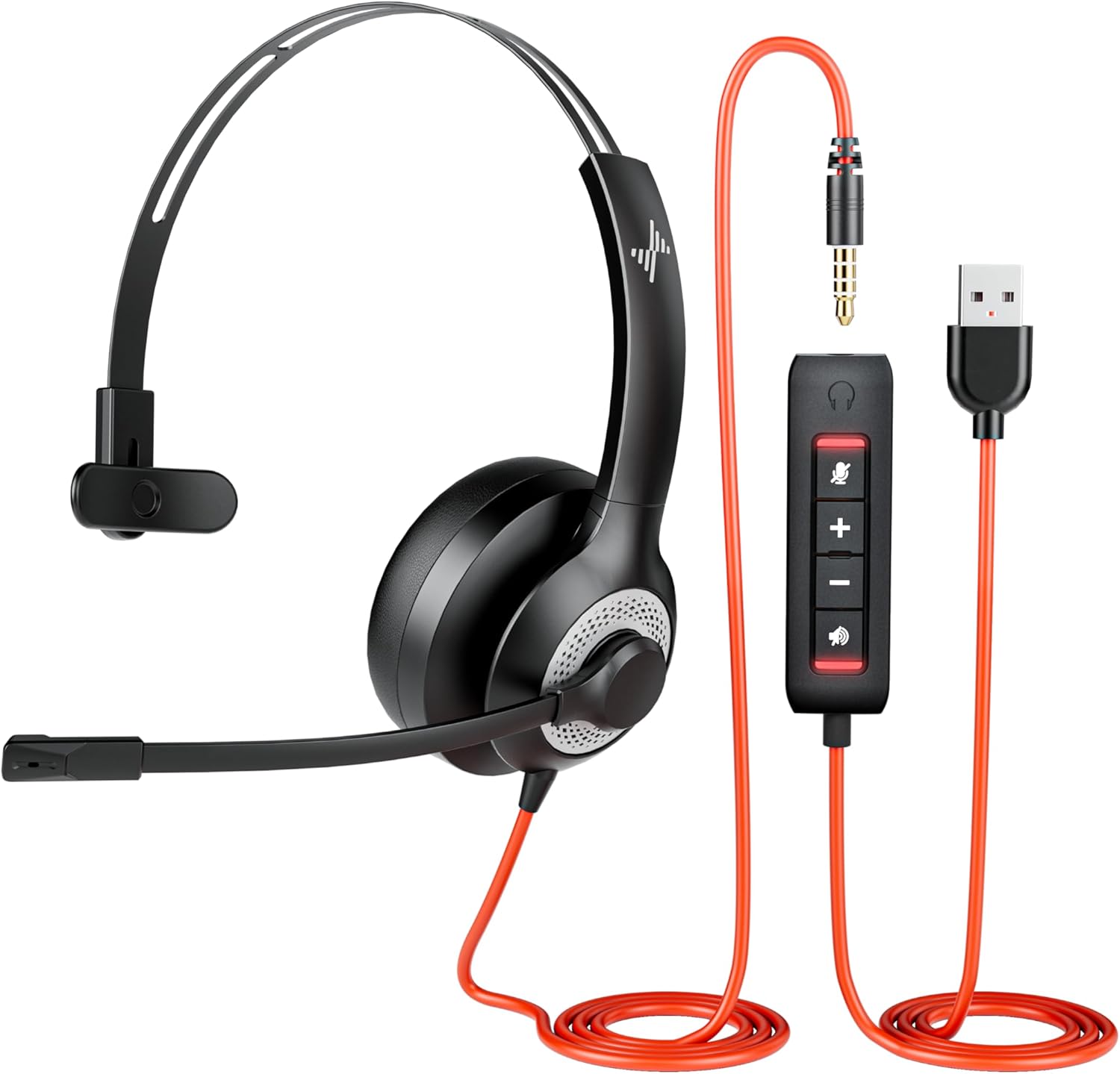 usb headset with noise cancelling microphone for pc laptop headphones black