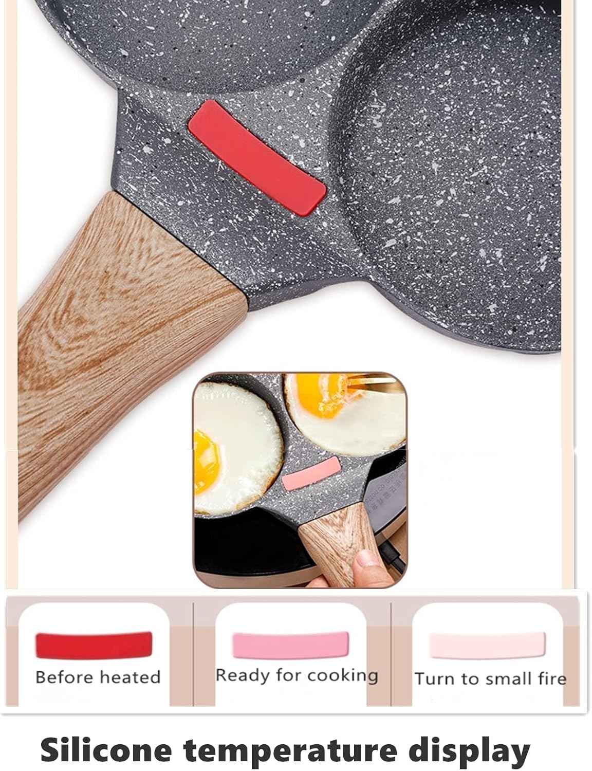 HUPECHAM 4-Cup Egg Pan Nonstick, and Granite Egg Frying Pan, Versatile Breakfast Skillet for Eggs, Pancakes, Plett, Crepes, Compatible with Gas Stove and Induction Cooktop