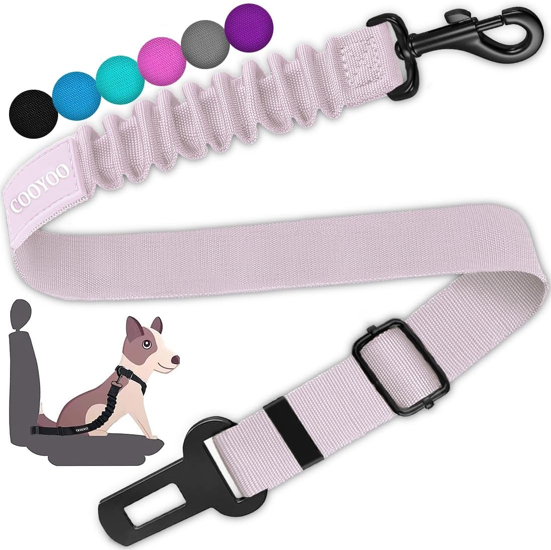 cooyoo dog seat belt 3 piece set adjustable nylon pet safety harness heavy duty elastic