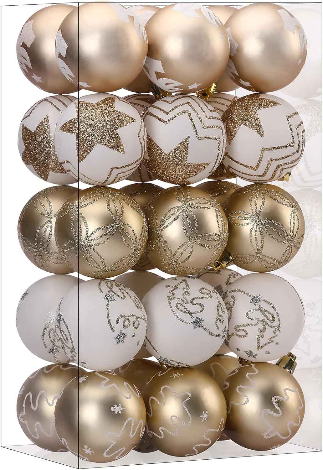 SHareconn 30ct 2.36 Inch Christmas Tree Balls Ornaments, Colored Shatterproof Plastic Decorative Baubles Decorations for Xmas Tree Decor Holiday Party Wedding Decoration (Red & Gold, 60mm)