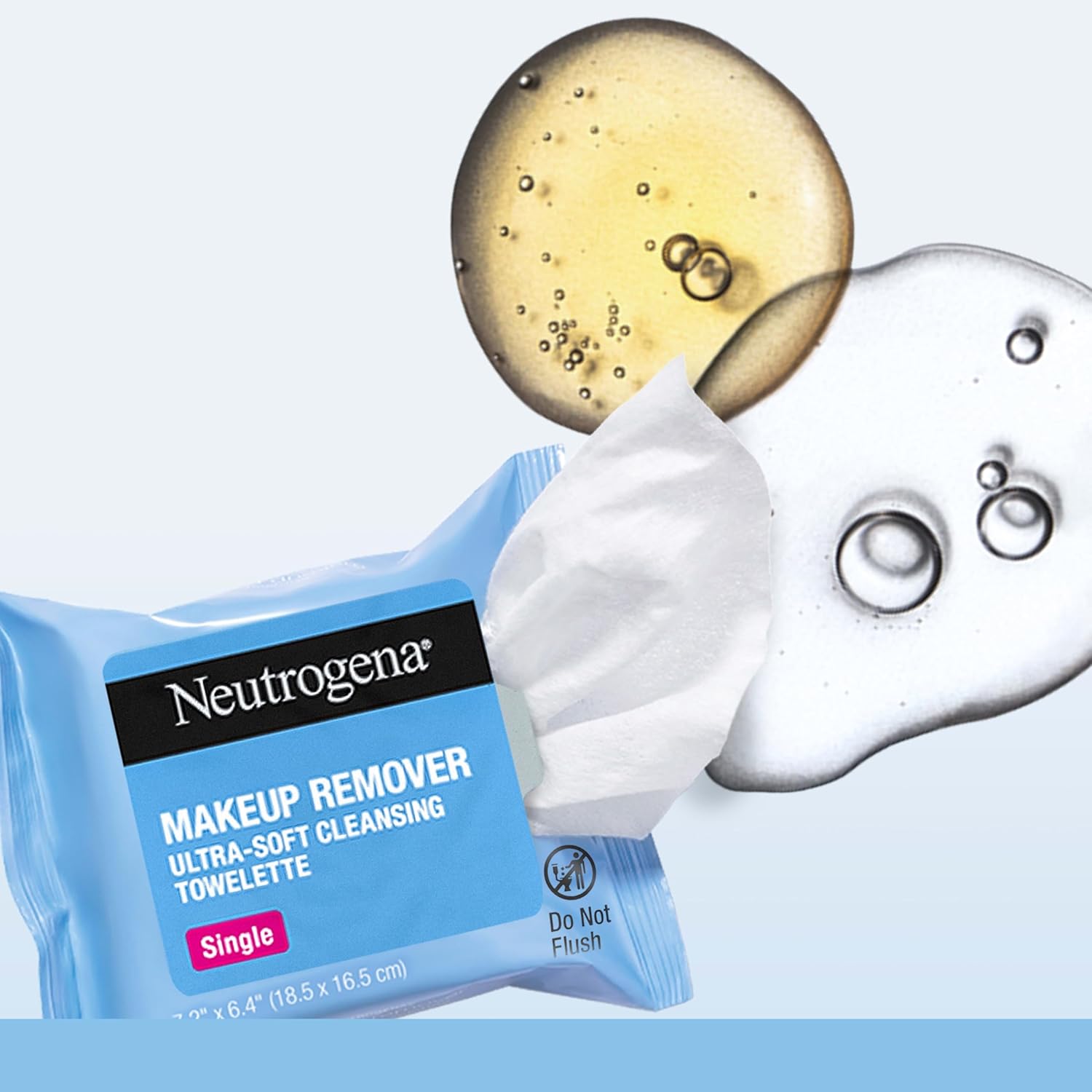 Neutrogena daily makeup remover wipes, 20 count, single face cleansing towelettes, alcohol-free, 100% plant-based