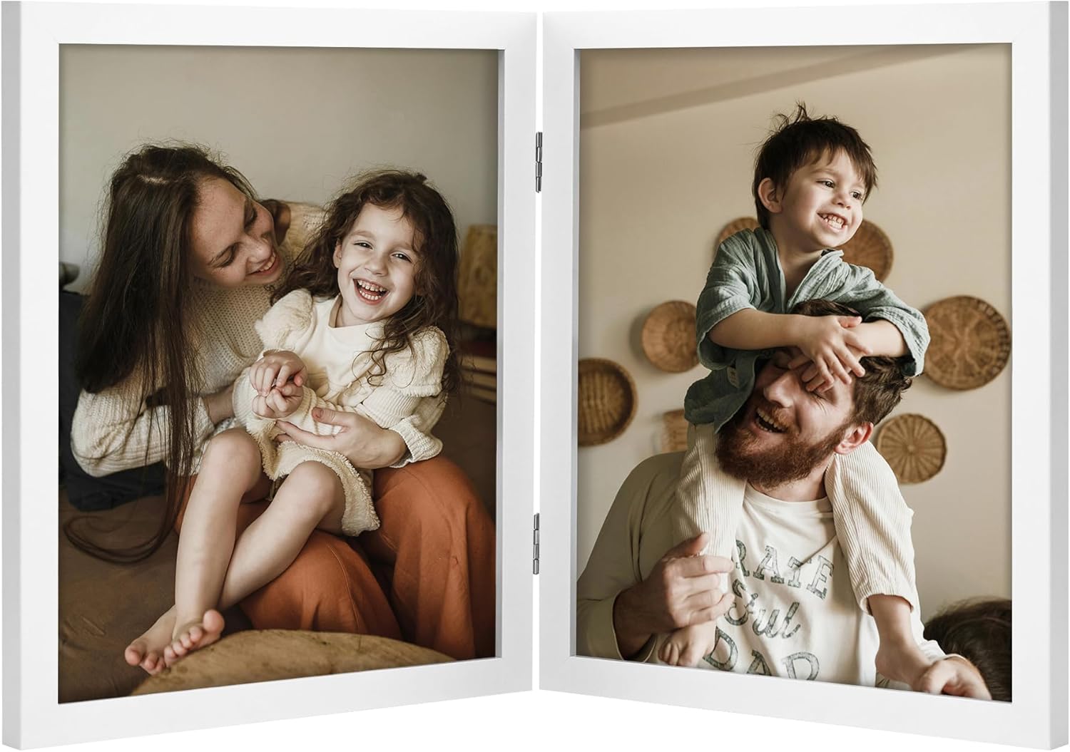 decorUhome double 4x6 picture frame vertical engineered wood bifold photo frame with plexiglass tabletop display black