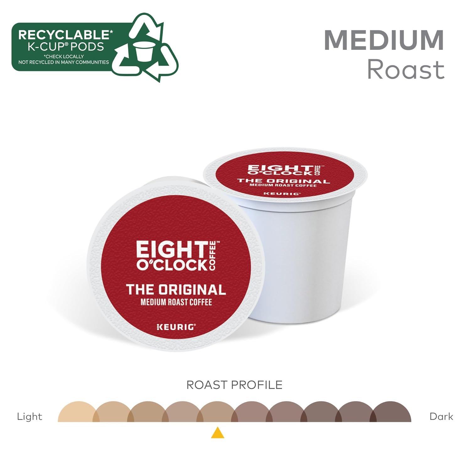 eight o'clock coffee the original, medium roast, keurig k-cup pods, 72 count, kosher